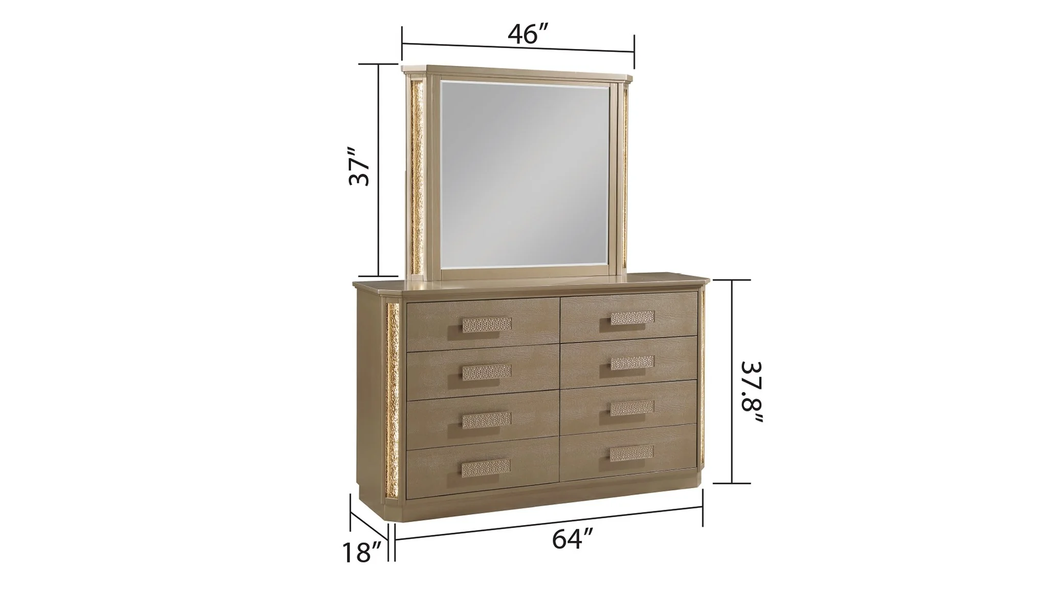 Medusa Queen 5 Pc Bedroom Set  Gold - Image 9
