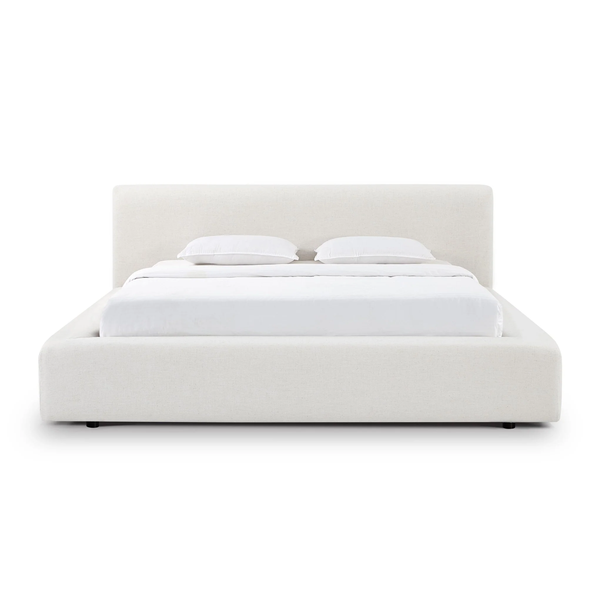 Meena Cream Upcycled Linen Storage King Bed - Image 4