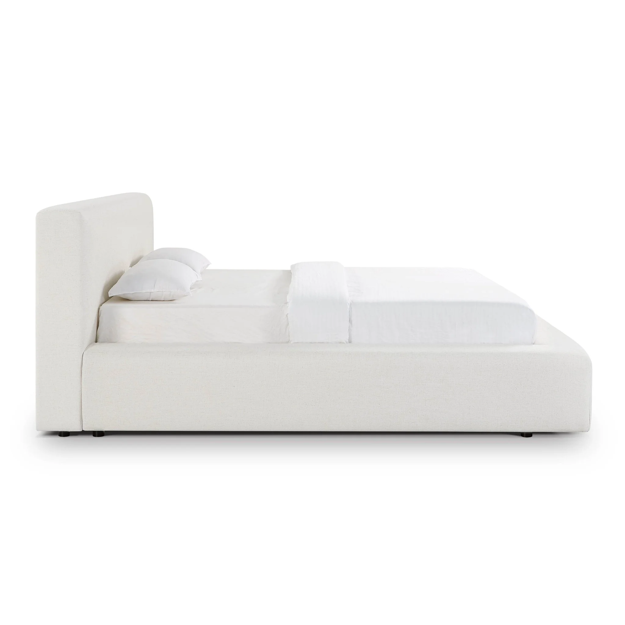 Meena Cream Upcycled Linen Storage King Bed - Image 5