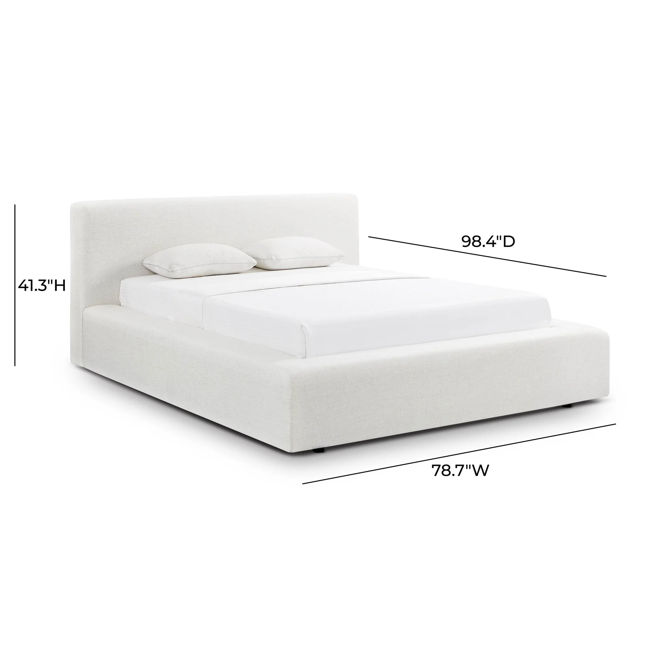 Meena Cream Upcycled Linen Storage Queen Bed - Image 11