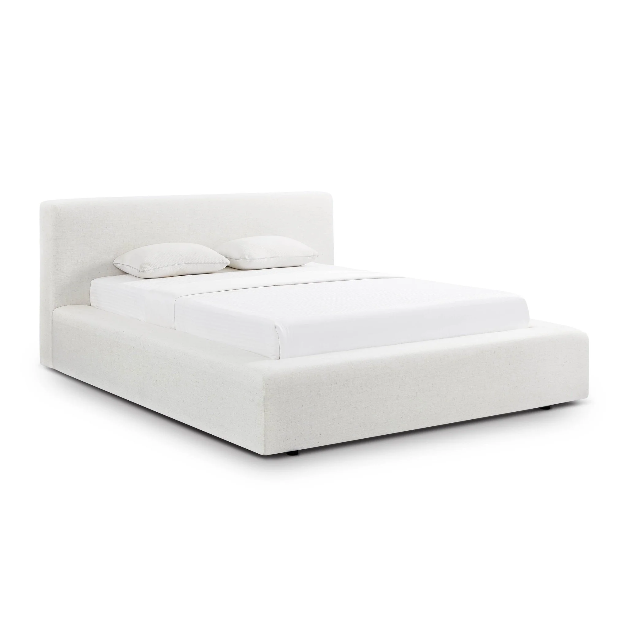 Meena Cream Upcycled Linen Storage Queen Bed - Image 3