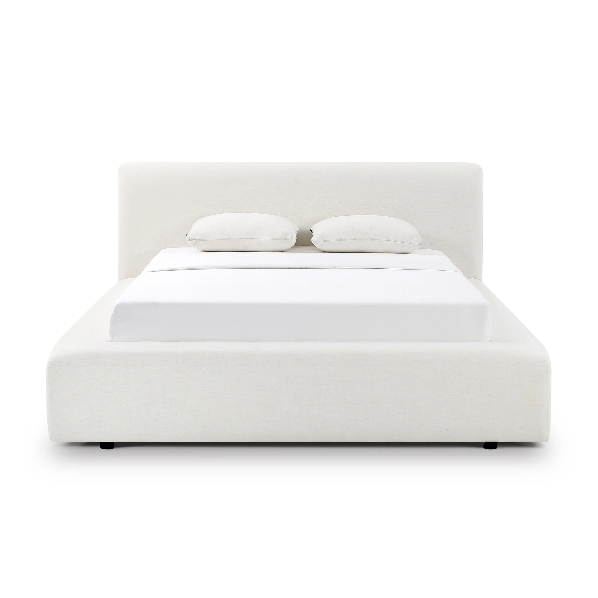 Meena Cream Upcycled Linen Storage Queen Bed - Image 4