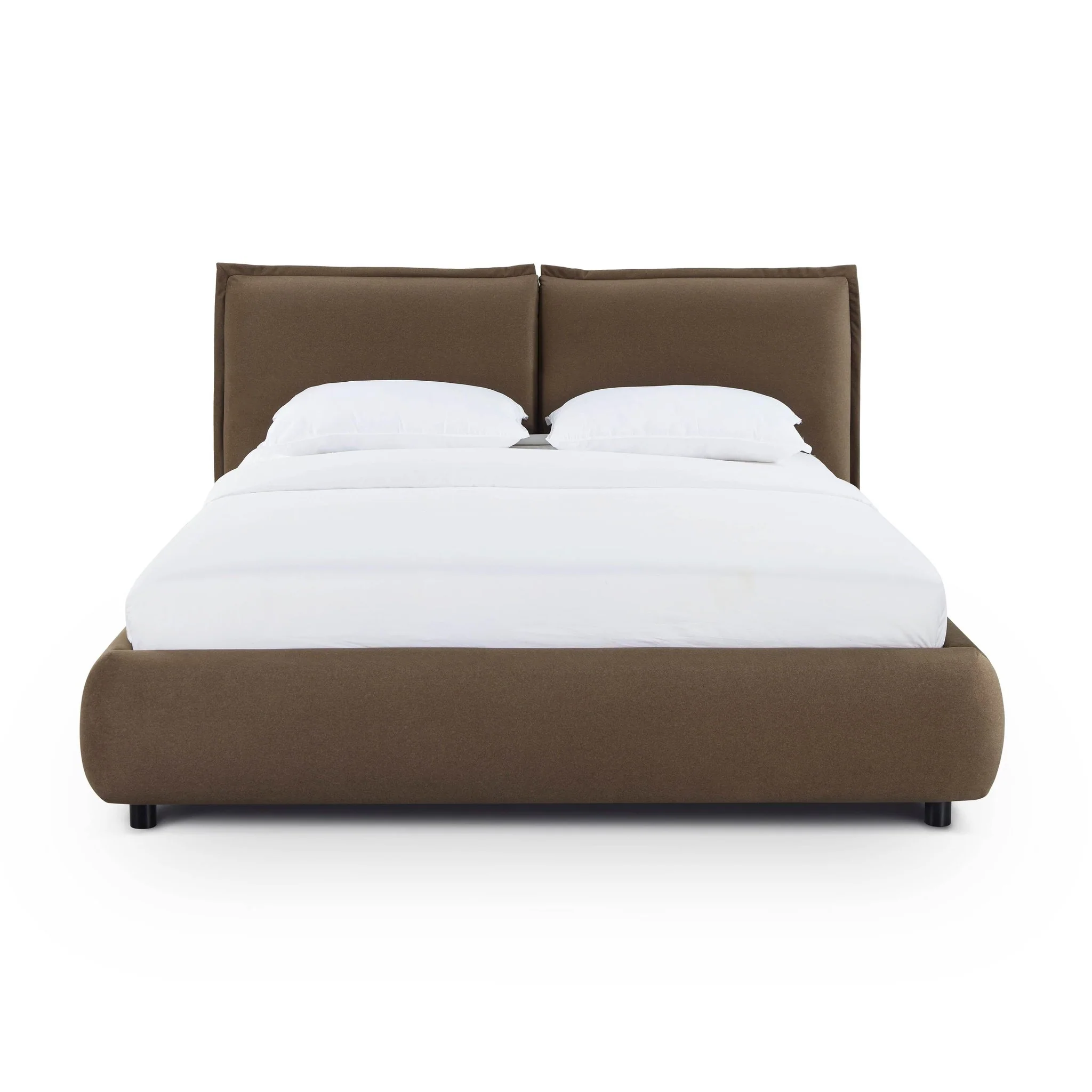 Mel Brown Faux Mohair Queen Bed - Image 2