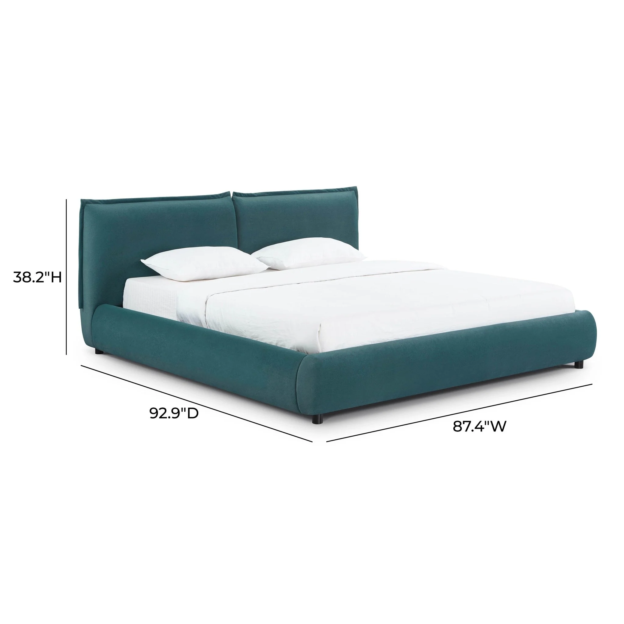 Mel Teal Faux Mohair King Bed - Image 10