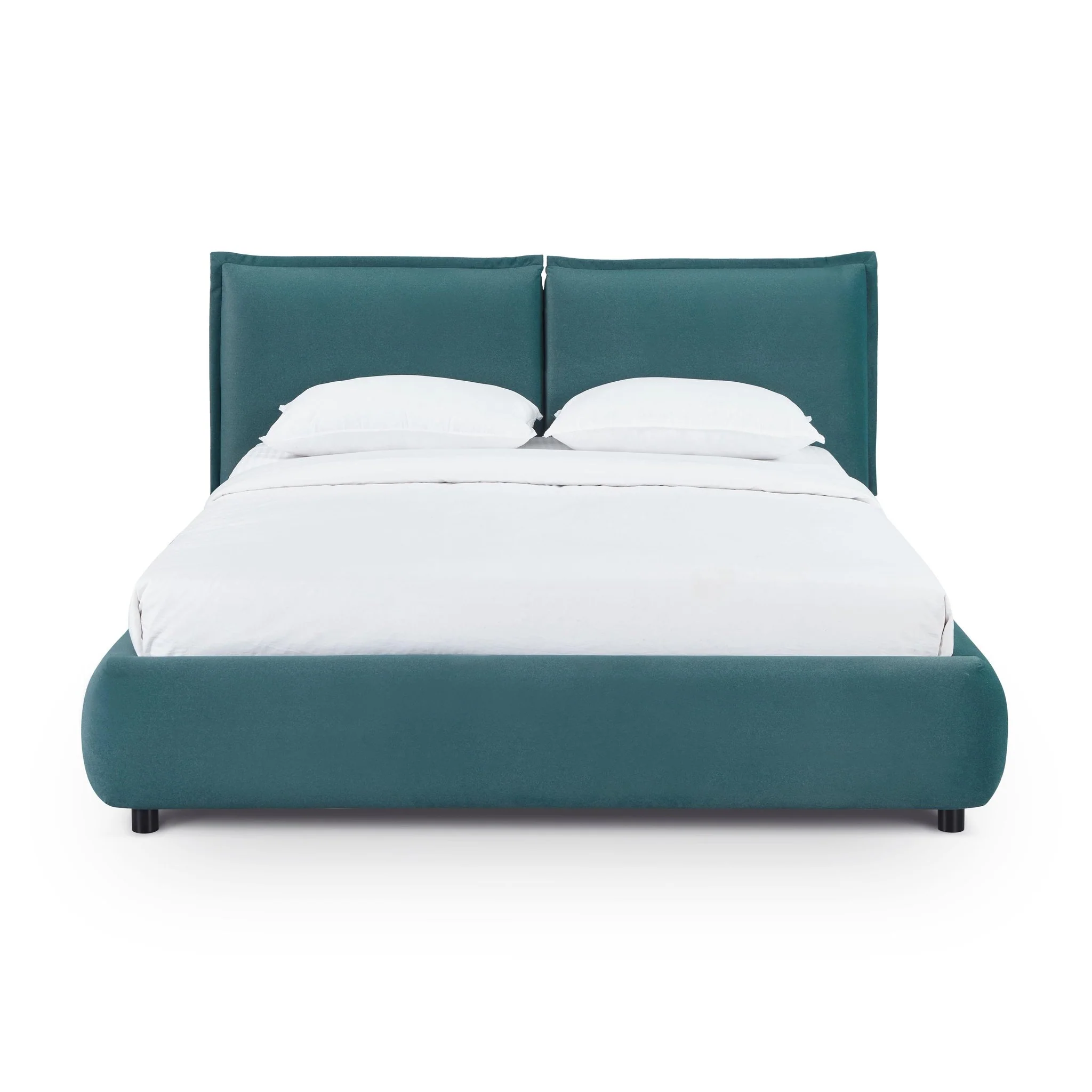 Mel Teal Faux Mohair Queen Bed - Image 2