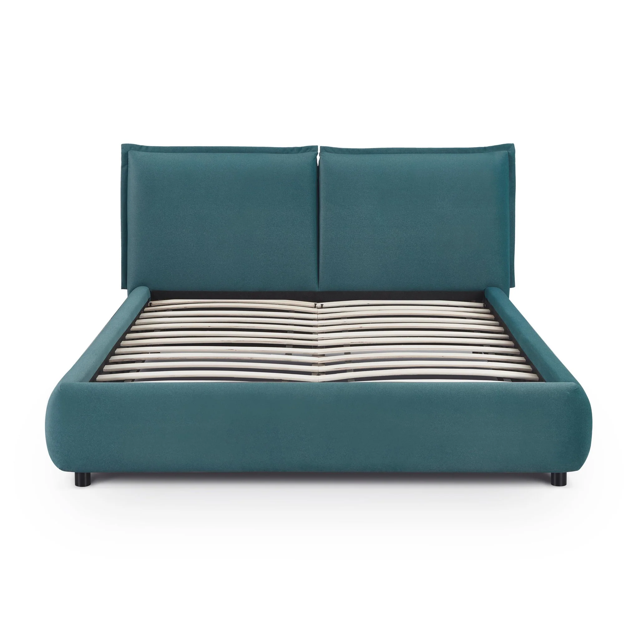 Mel Teal Faux Mohair Queen Bed - Image 5