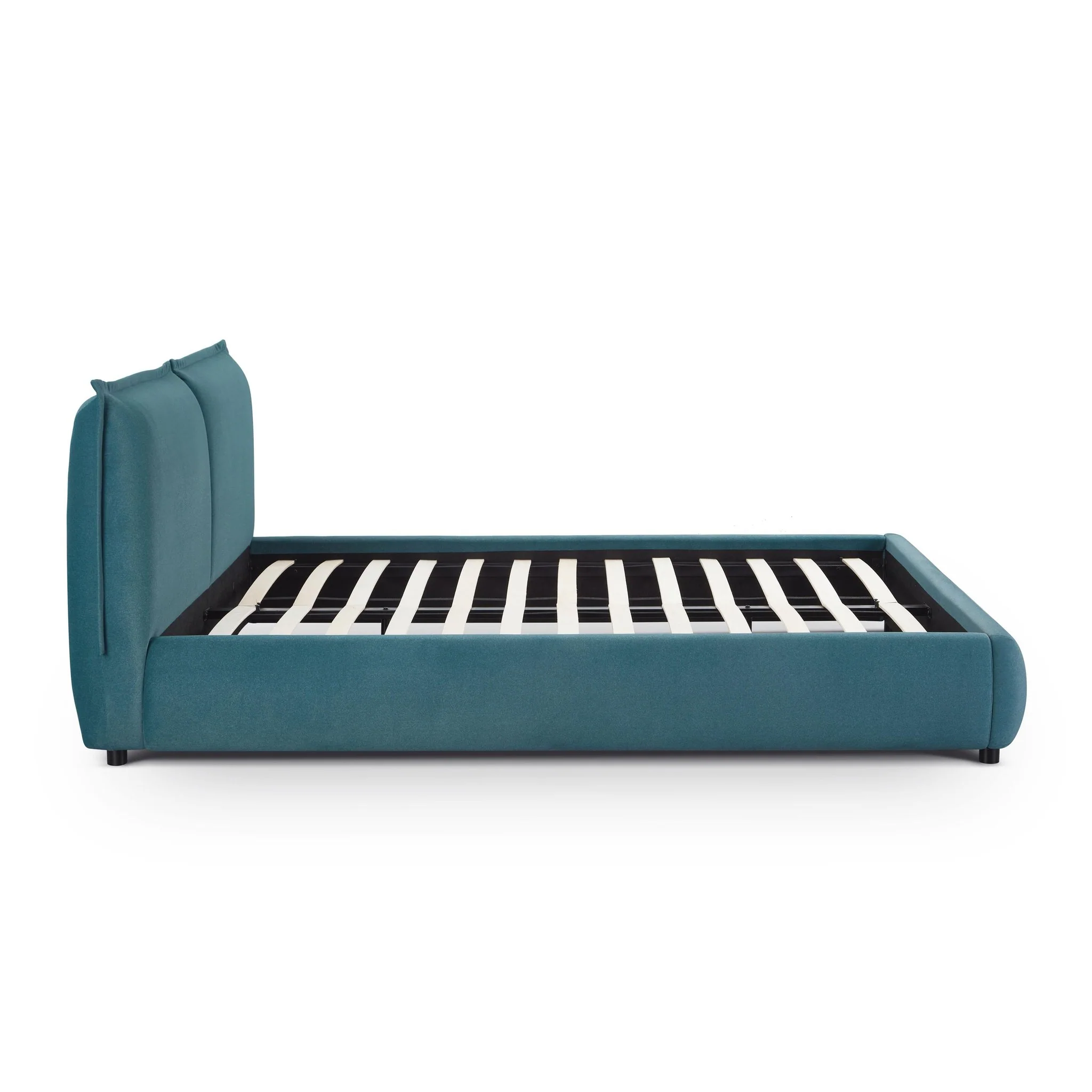 Mel Teal Faux Mohair Queen Bed - Image 6
