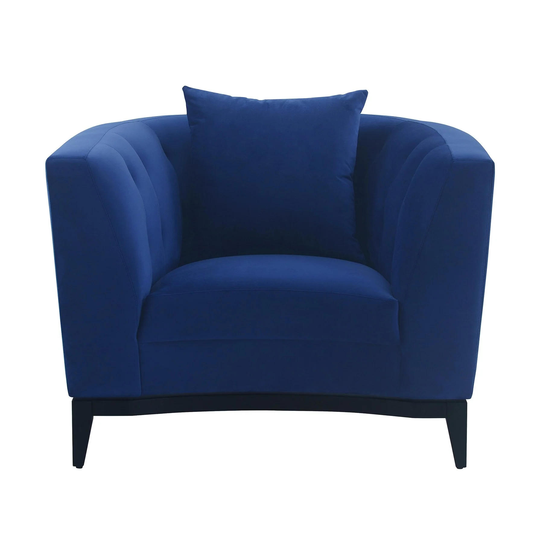 Melange Blue Velvet Upholstered Accent Chair with Black Wood Base - Image 2