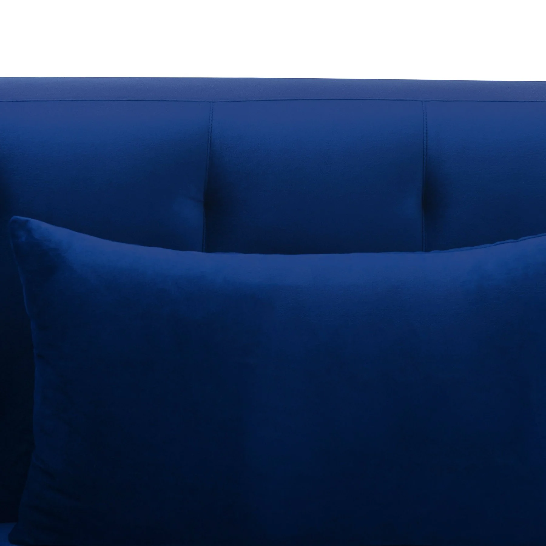 Melange Blue Velvet Upholstered Sofa with Black Wood Base - Image 5