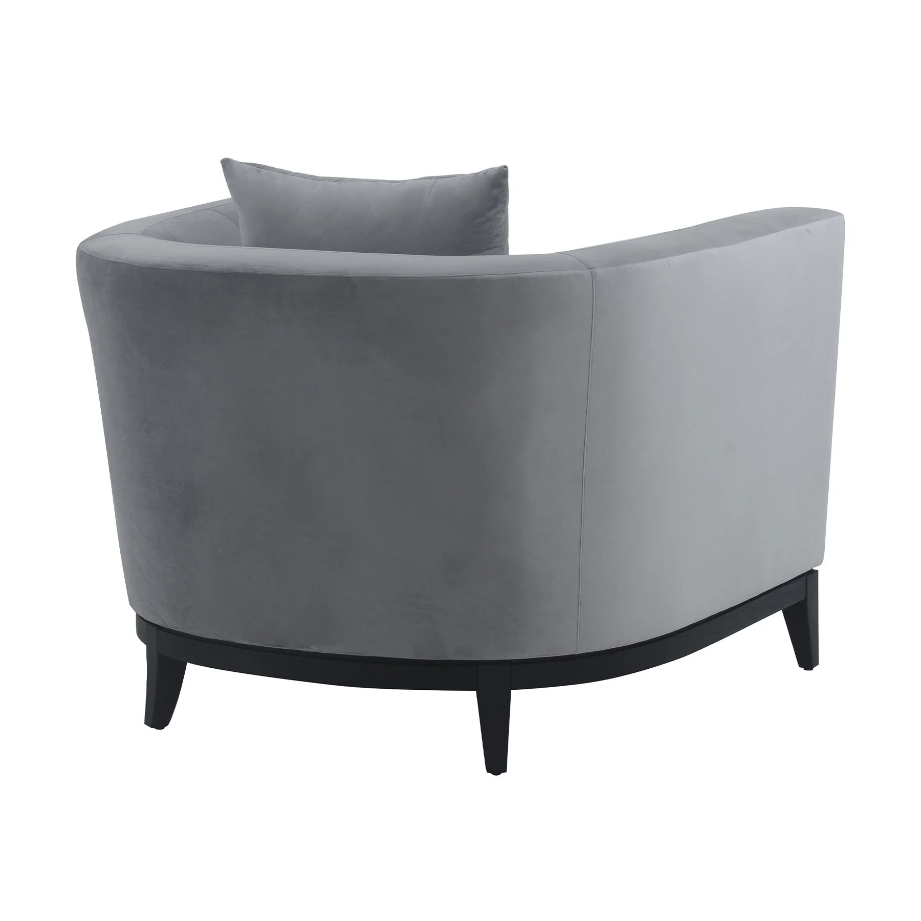 Melange Gray Velvet Accent Chair with Black Wood Base - Image 3