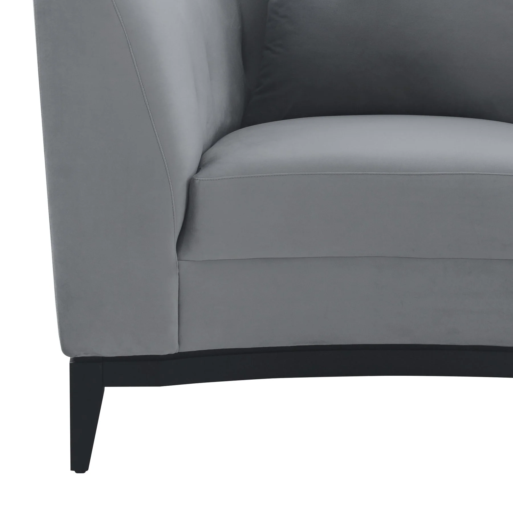 Melange Gray Velvet Accent Chair with Black Wood Base - Image 6