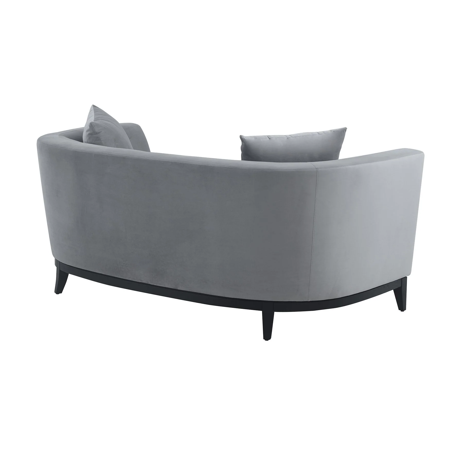 Melange Gray Velvet Loveseat with Black Wood Base - Image 3