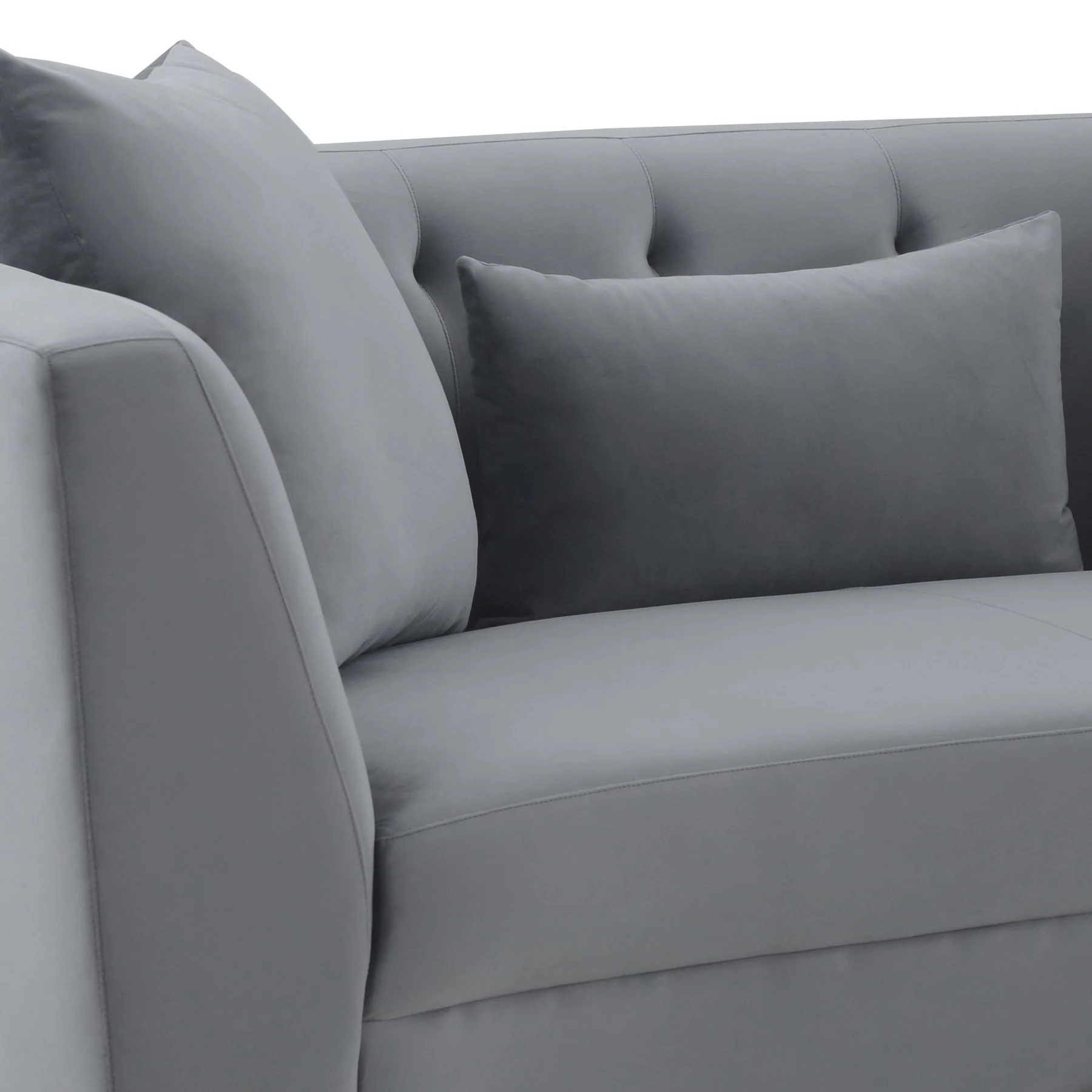 Melange Gray Velvet Loveseat with Black Wood Base - Image 4