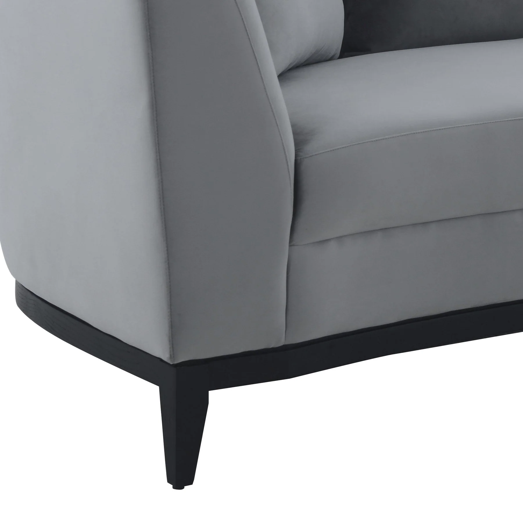 Melange Gray Velvet Loveseat with Black Wood Base - Image 5