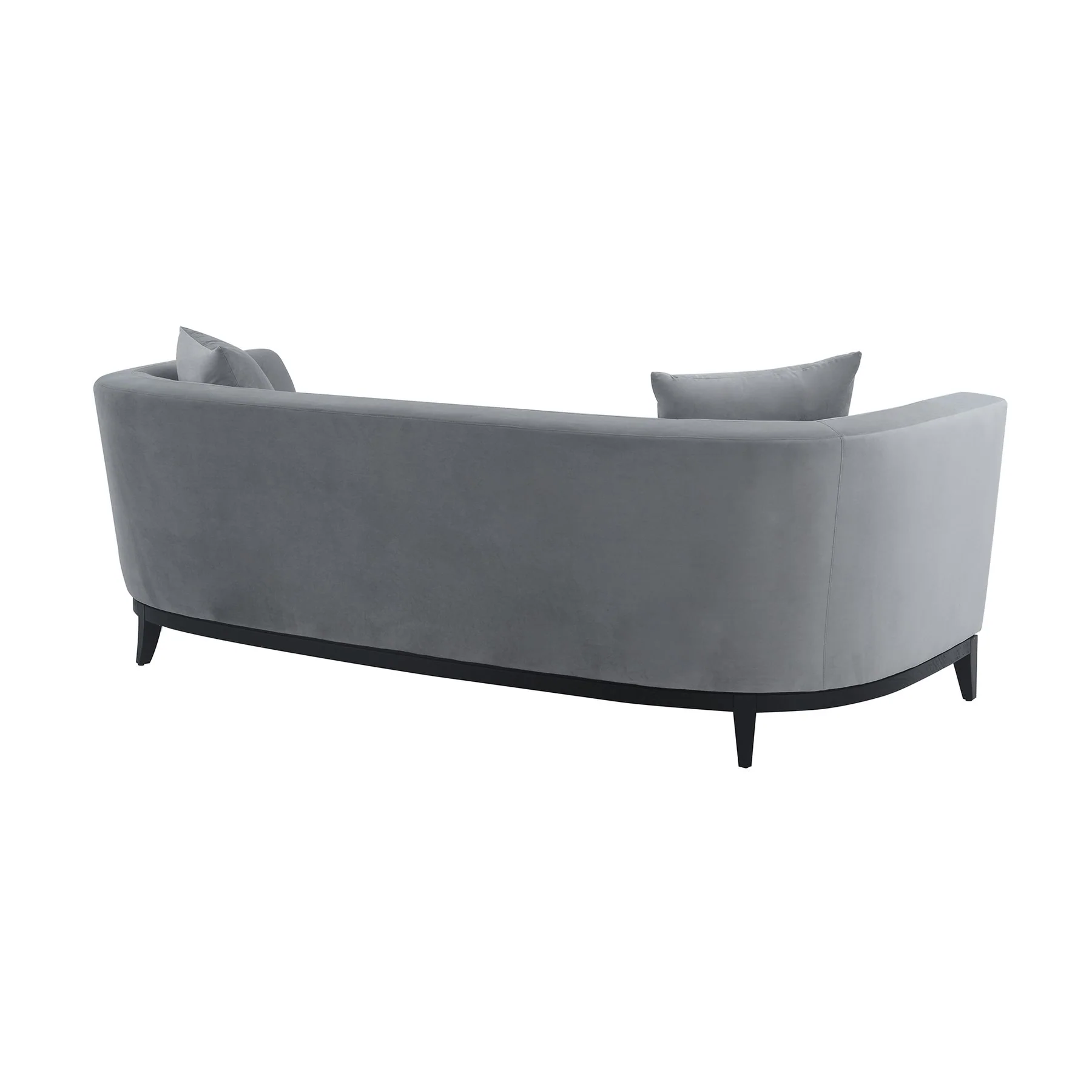 Melange Gray Velvet Sofa with Black Wood Base - Image 3
