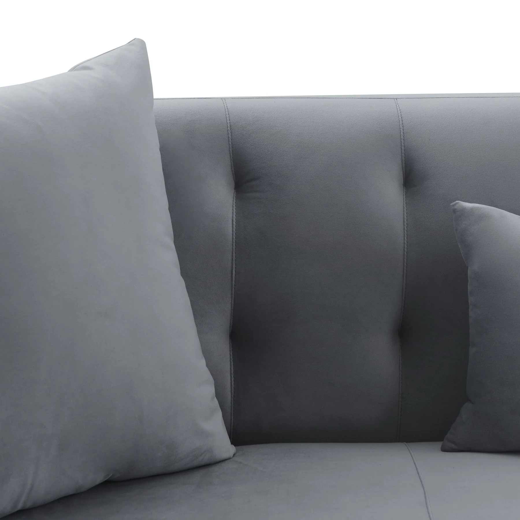 Melange Gray Velvet Sofa with Black Wood Base - Image 4