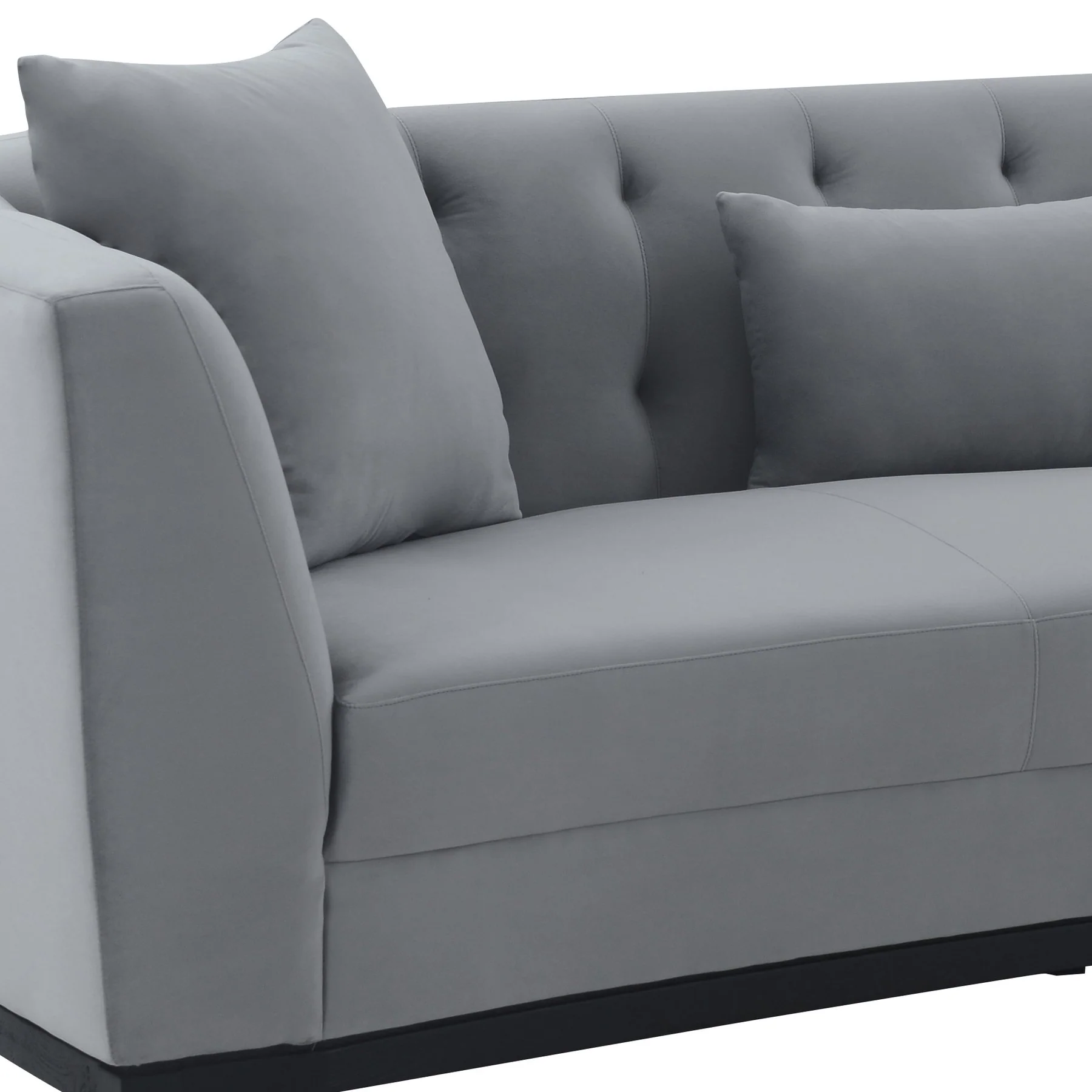 Melange Gray Velvet Sofa with Black Wood Base - Image 5