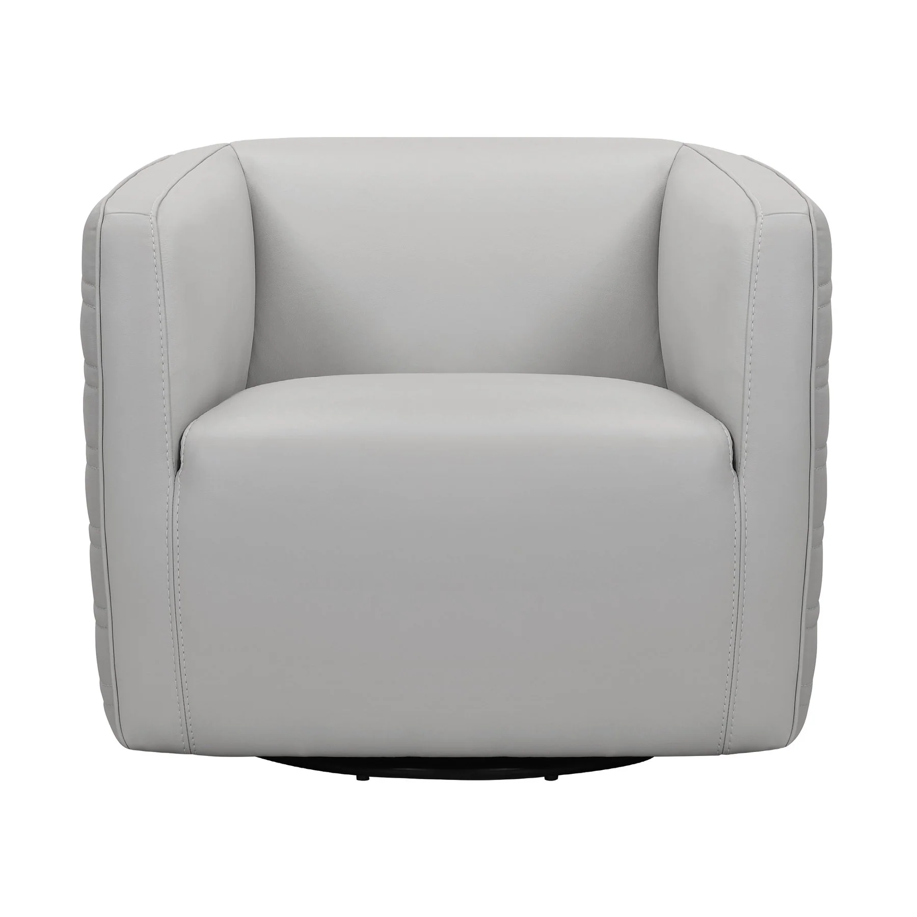 Melanie Swivel Dove Gray Genuine Leather Barrel Chair - Image 2