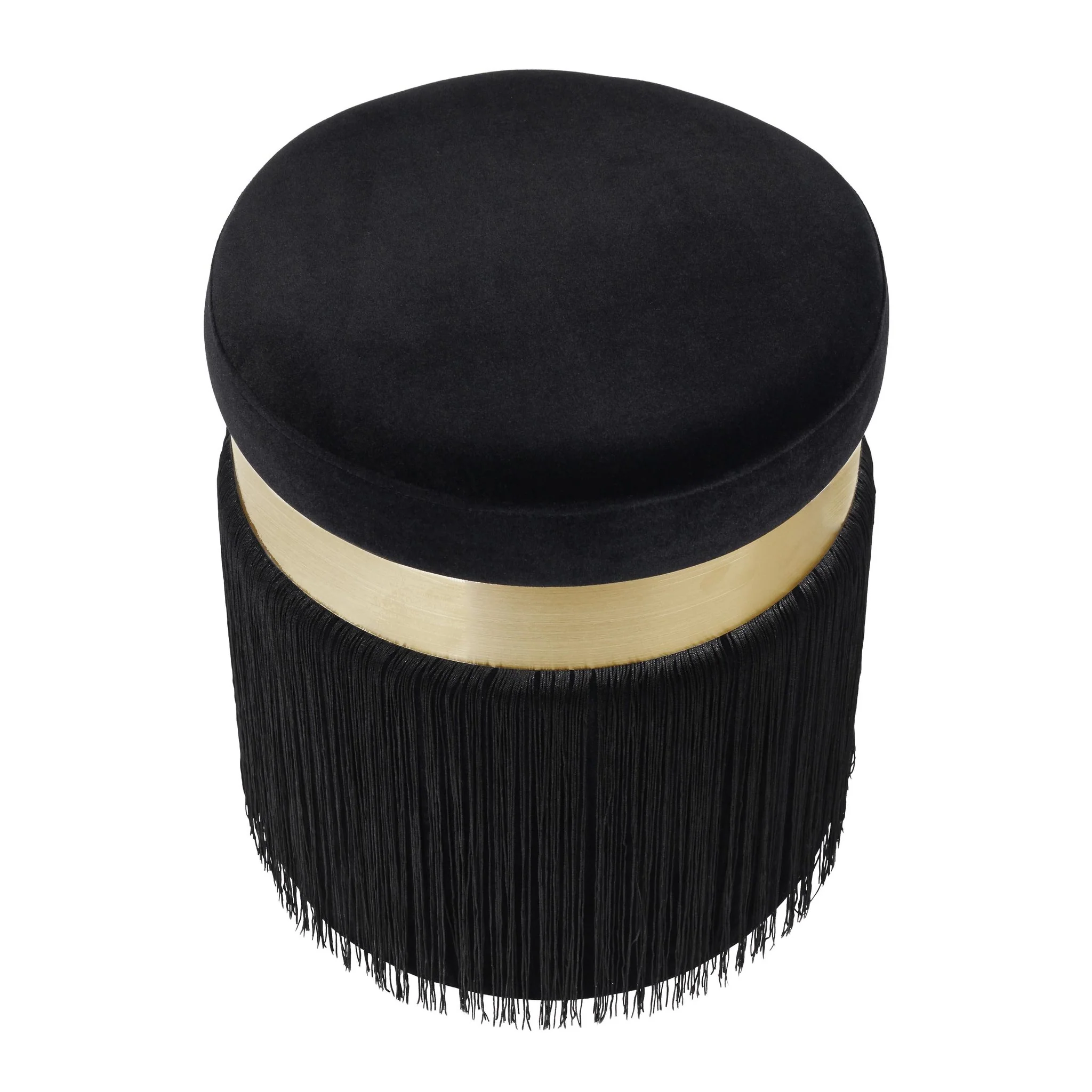 Melody Black Tasseled Ottoman - Image 4