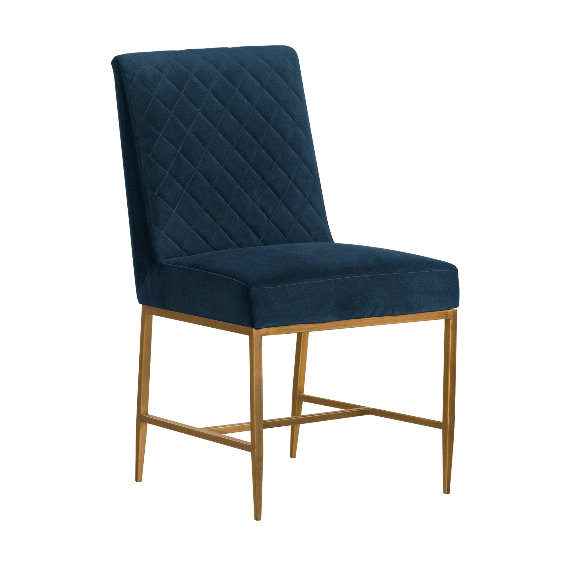 Memphis Blue Velvet and Antique Brass Accent Dining Chair- Set of 2 - Image 2