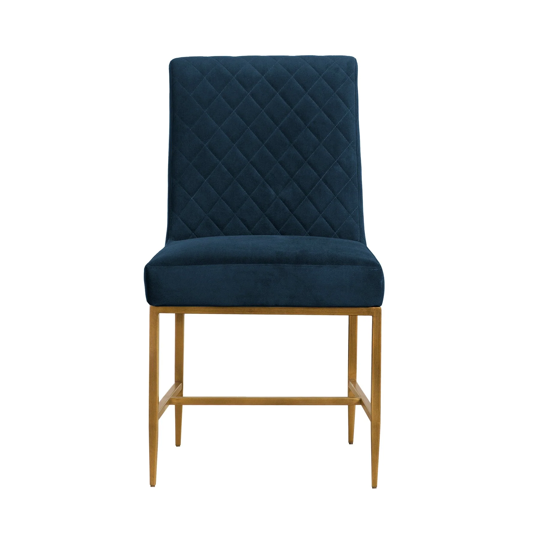 Memphis Blue Velvet and Antique Brass Accent Dining Chair- Set of 2 - Image 4