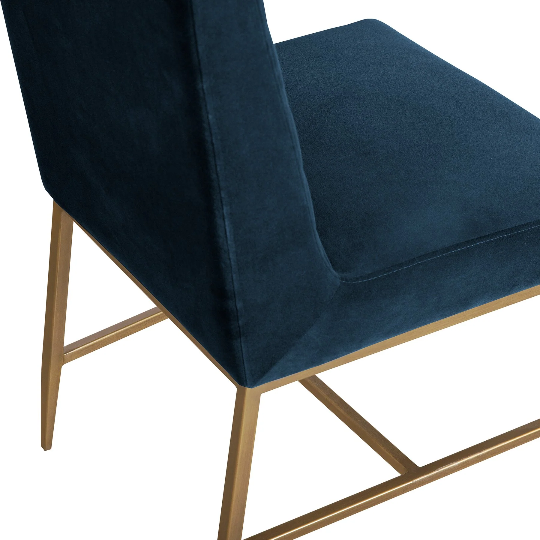 Memphis Blue Velvet and Antique Brass Accent Dining Chair- Set of 2 - Image 6