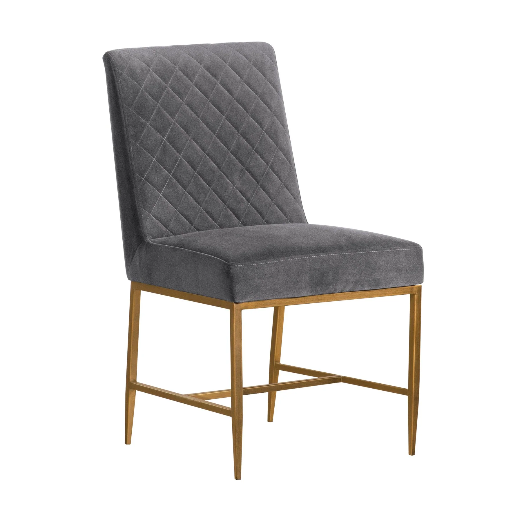 Memphis Gray Velvet and Antique Brass Accent Dining Chair- Set of 2 - Image 2