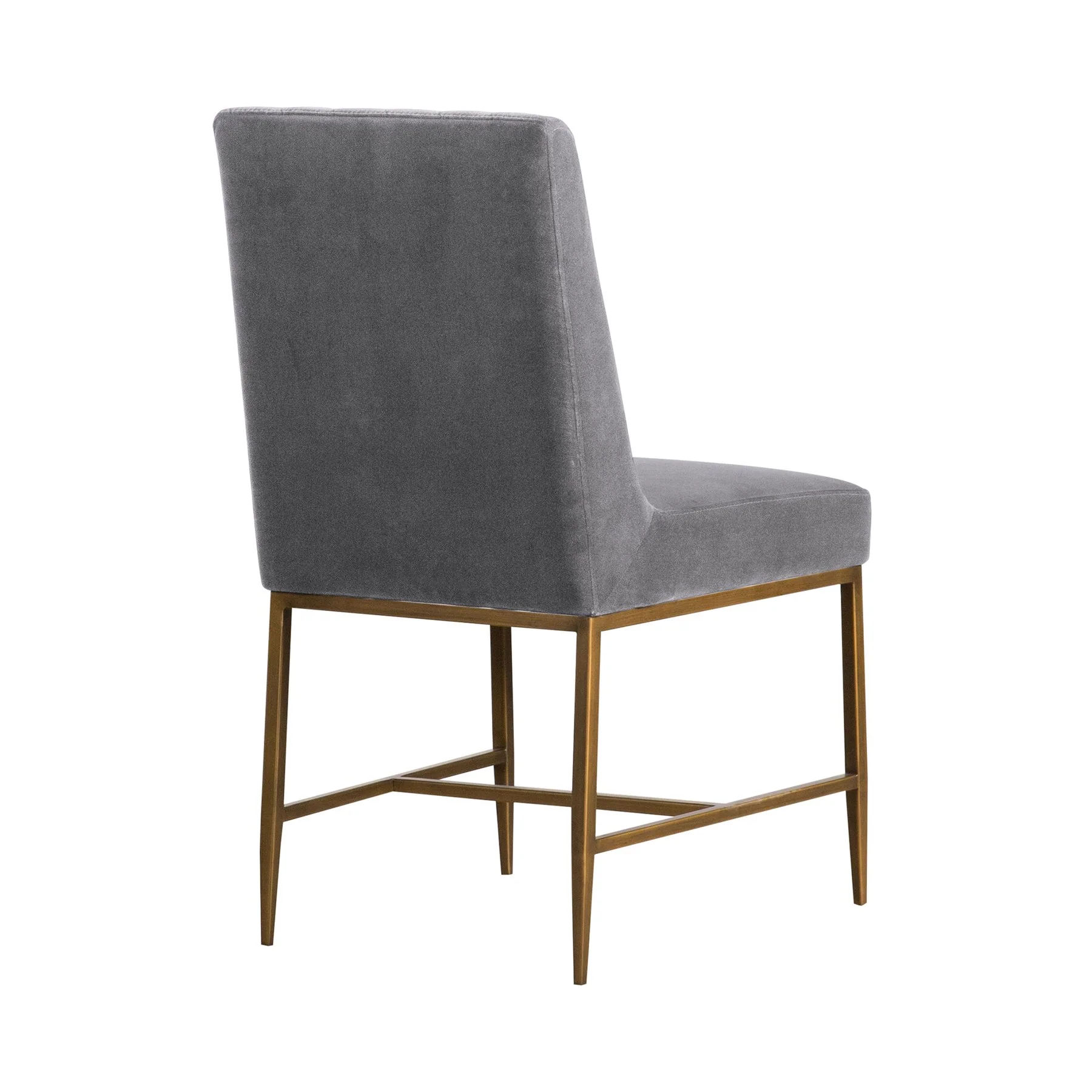 Memphis Gray Velvet and Antique Brass Accent Dining Chair- Set of 2 - Image 3