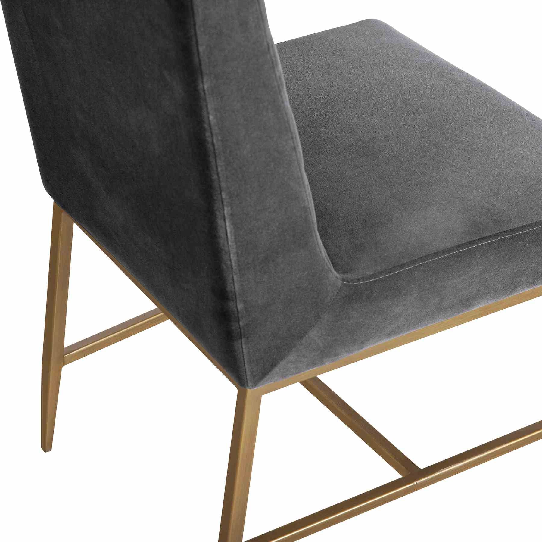 Memphis Gray Velvet and Antique Brass Accent Dining Chair- Set of 2 - Image 6