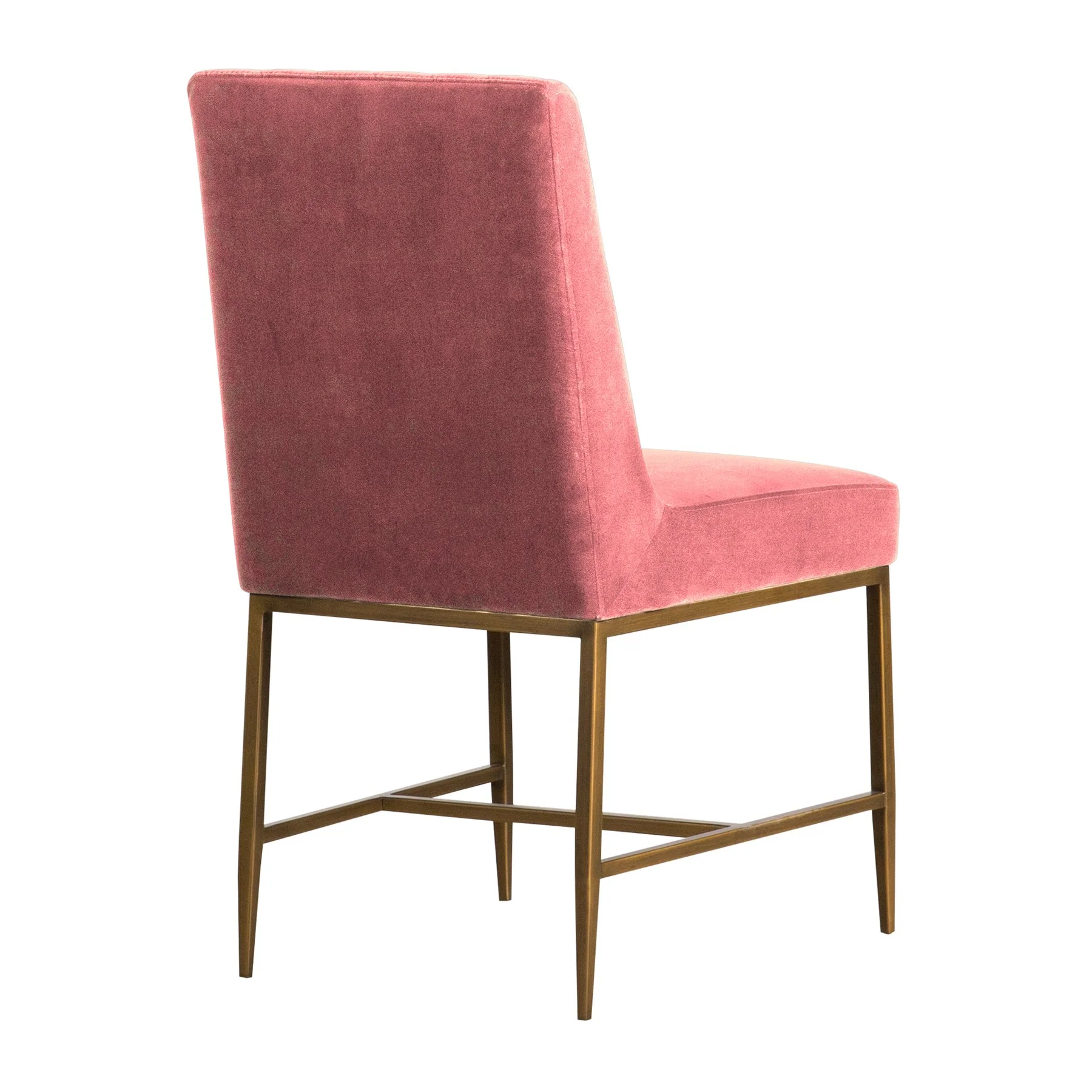 Memphis Pink Velvet and Antique Brass Accent Dining Chair- Set of 2 - Image 3