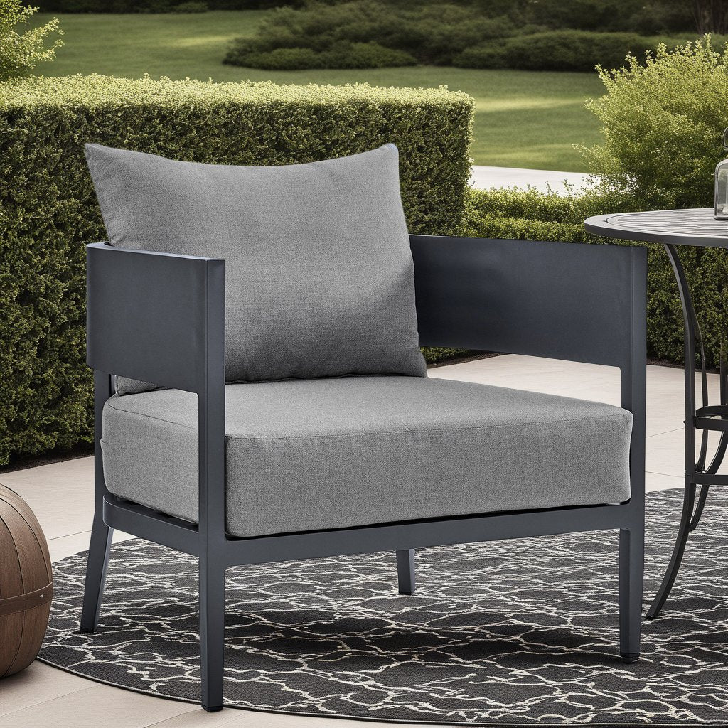Menorca Aluminum Outdoor Chair in Dark Gray - Image 5