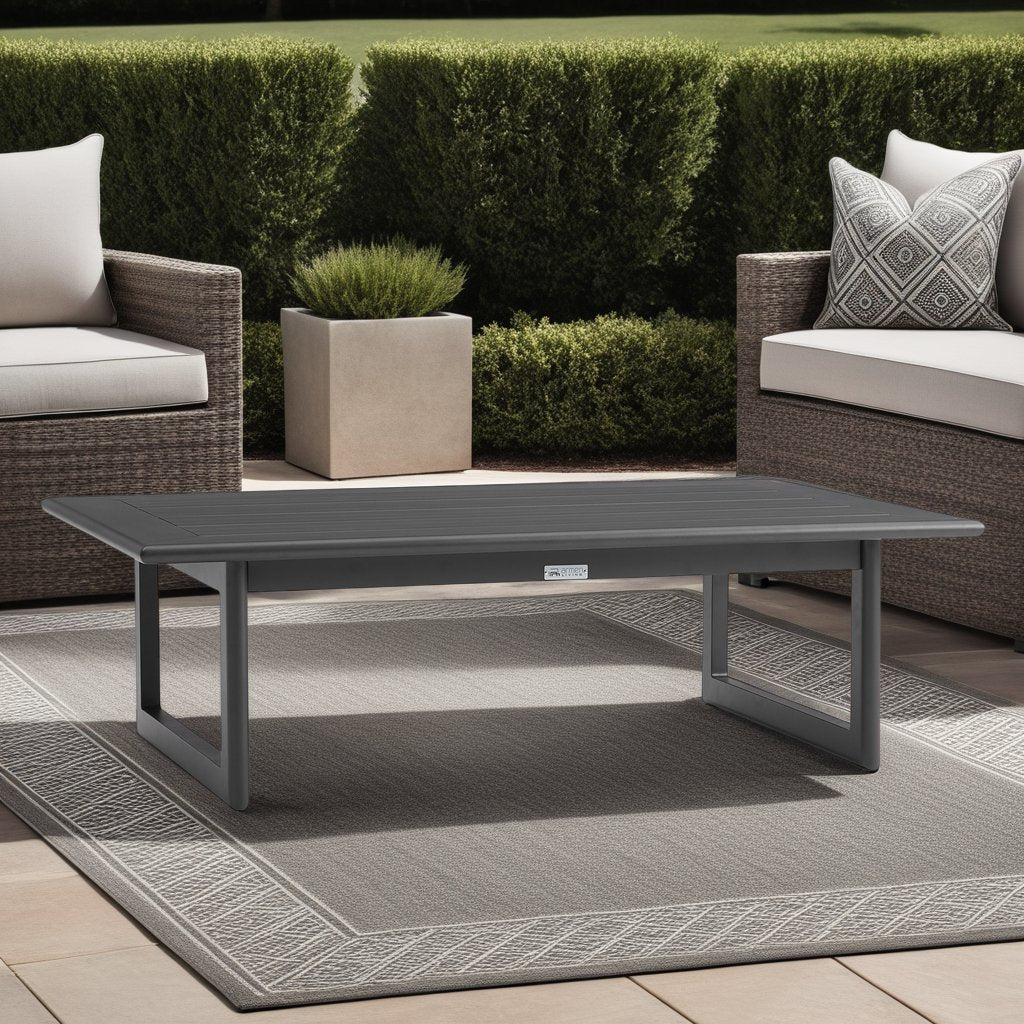 Menorca Aluminum Outdoor Coffee Table in Dark Gray - Image 5