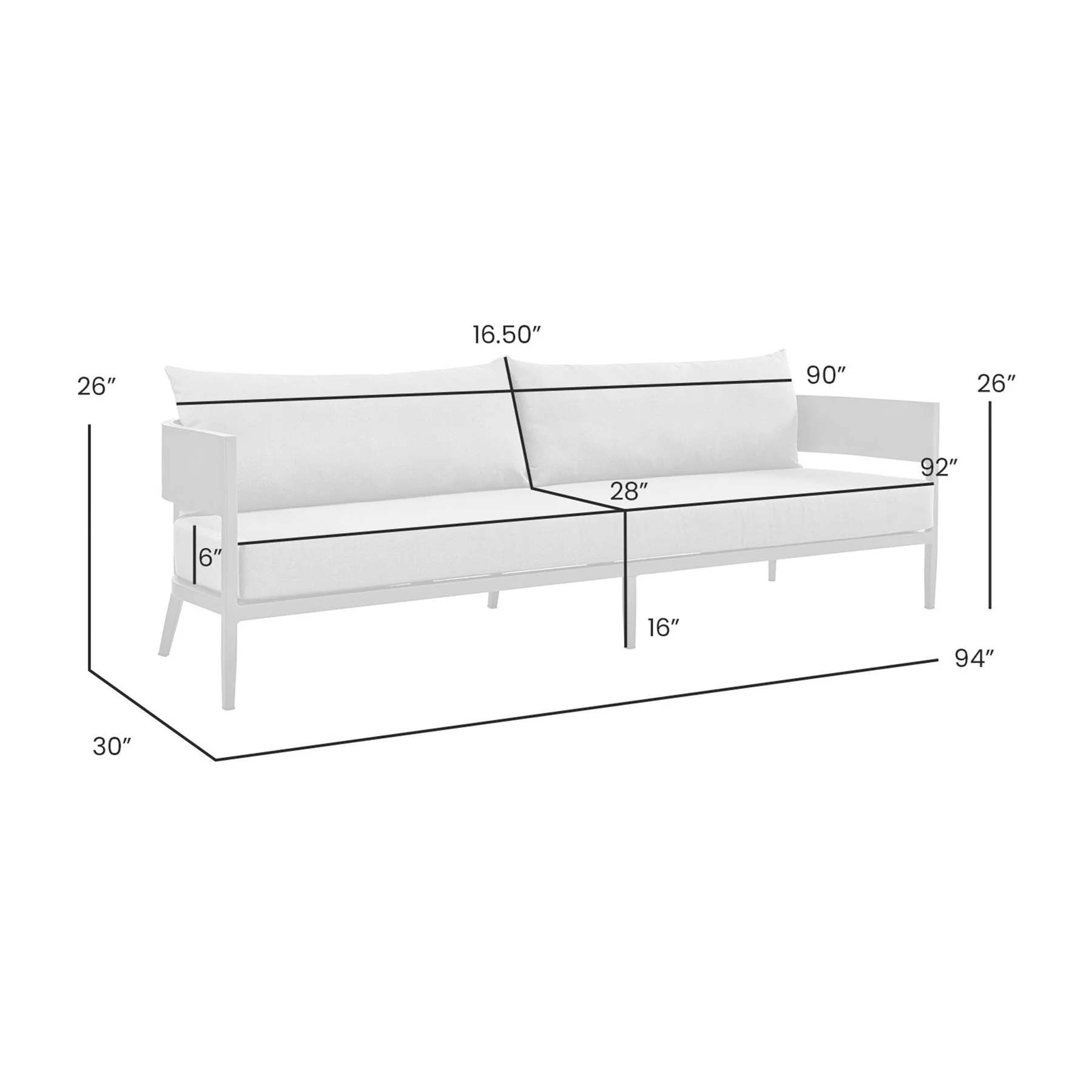 Menorca Aluminum Outdoor Sofa in Dark Gray - Image 4