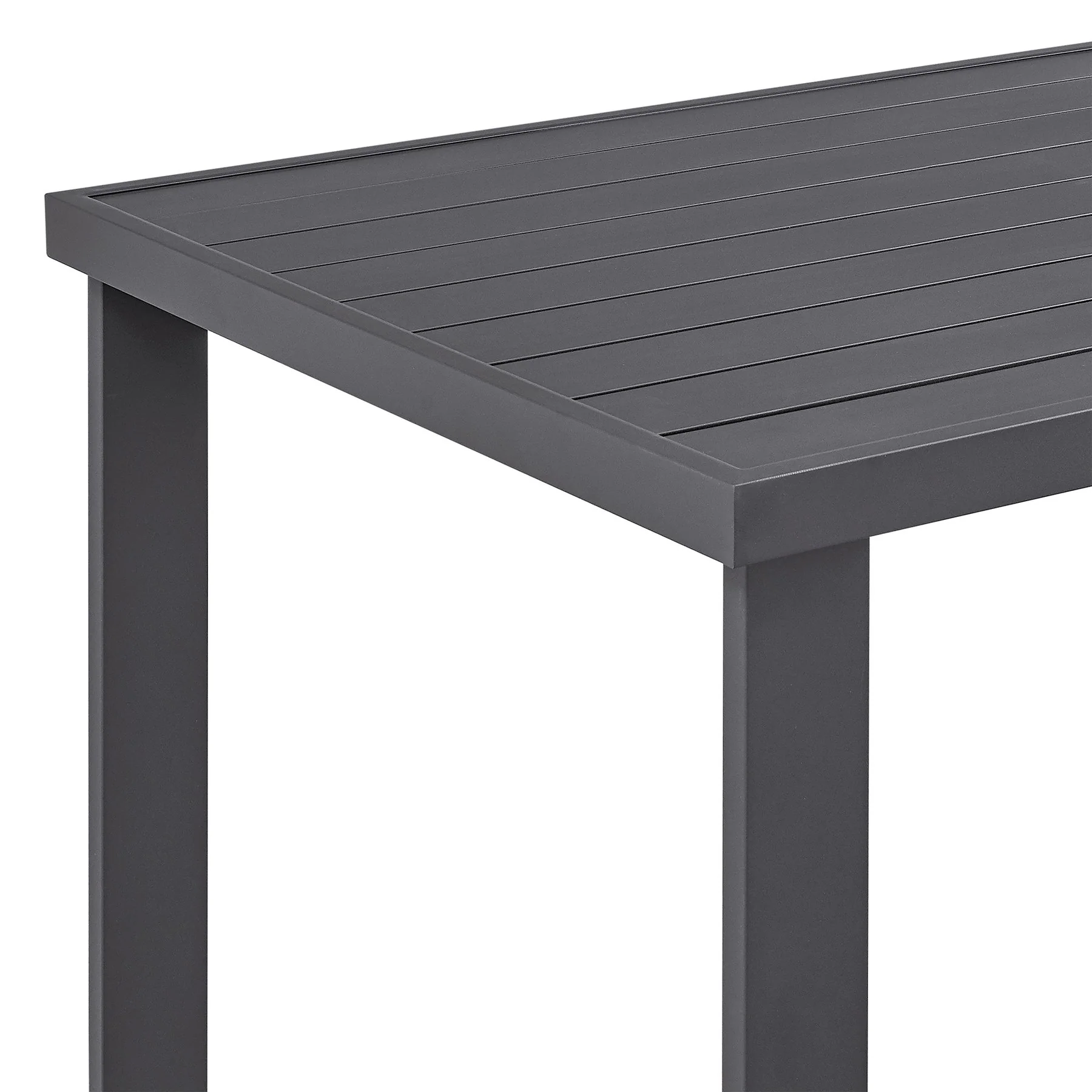Menorca Outdoor Patio 5-Piece Bar Table Set in Aluminum with Gray Cushions - Image 7