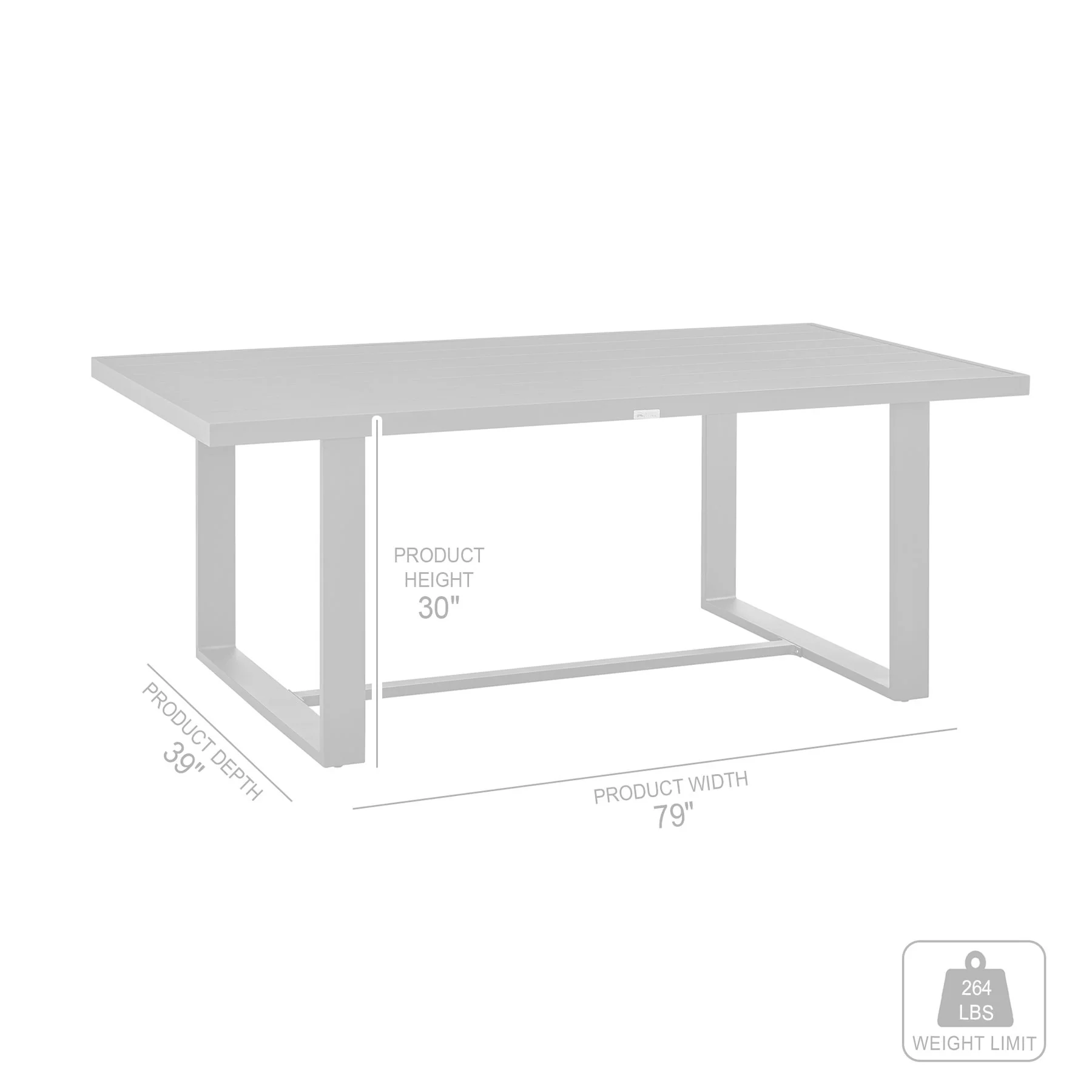 Menorca Outdoor Patio 7-Piece Dining Table Set in Aluminum with Gray Cushions - Image 11