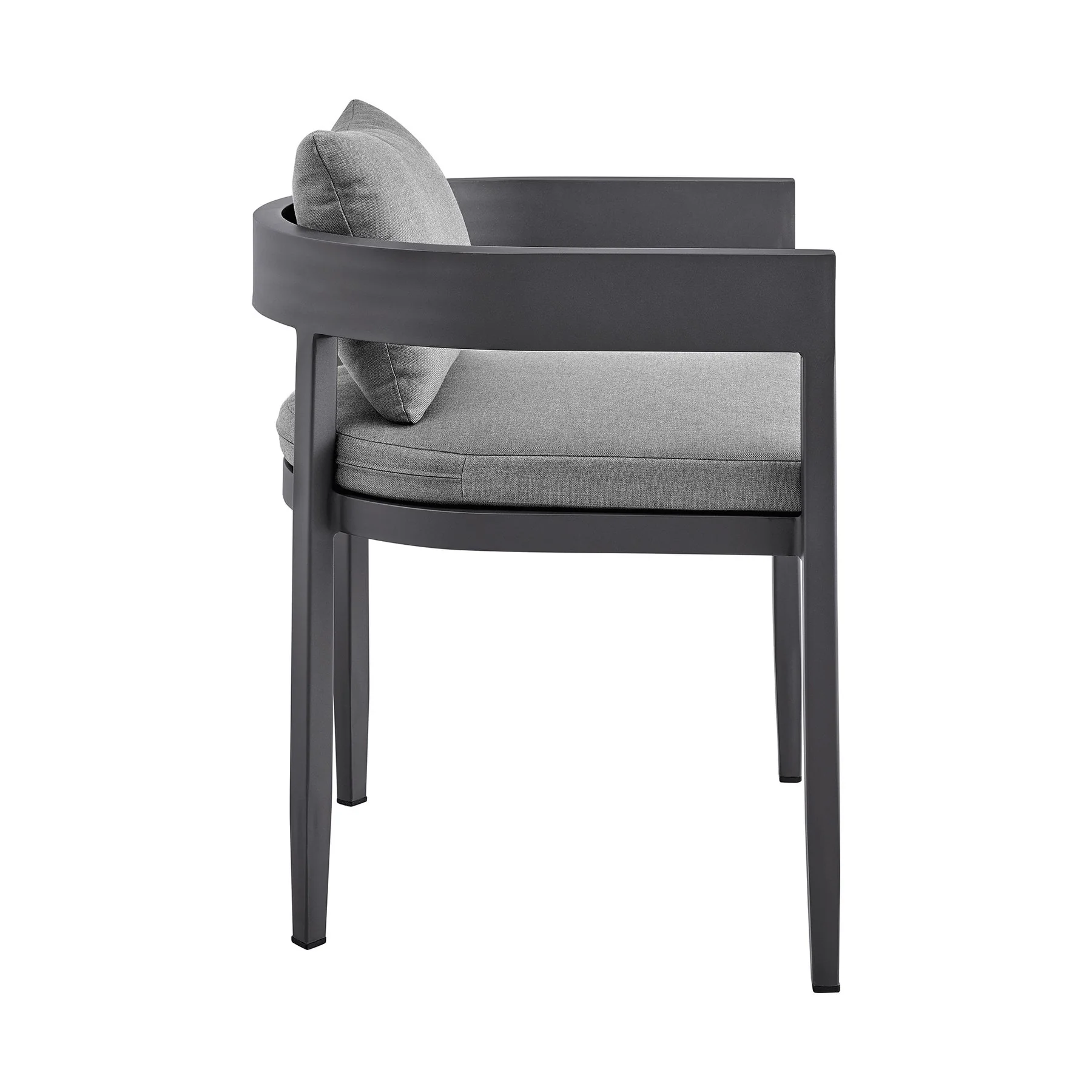 Menorca Outdoor Patio 7-Piece Dining Table Set in Aluminum with Gray Cushions - Image 3