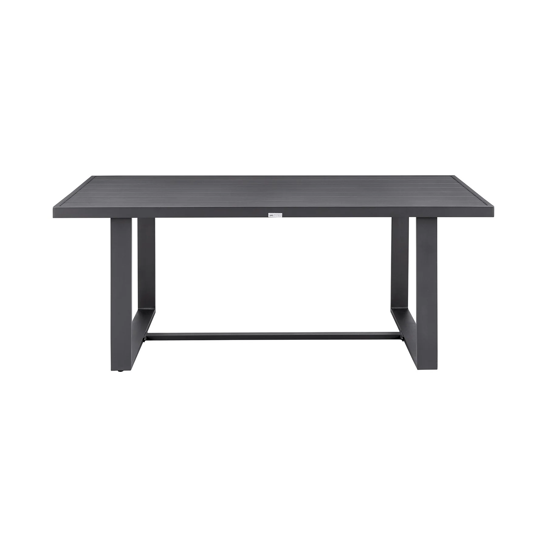 Menorca Outdoor Patio 7-Piece Dining Table Set in Aluminum with Gray Cushions - Image 4