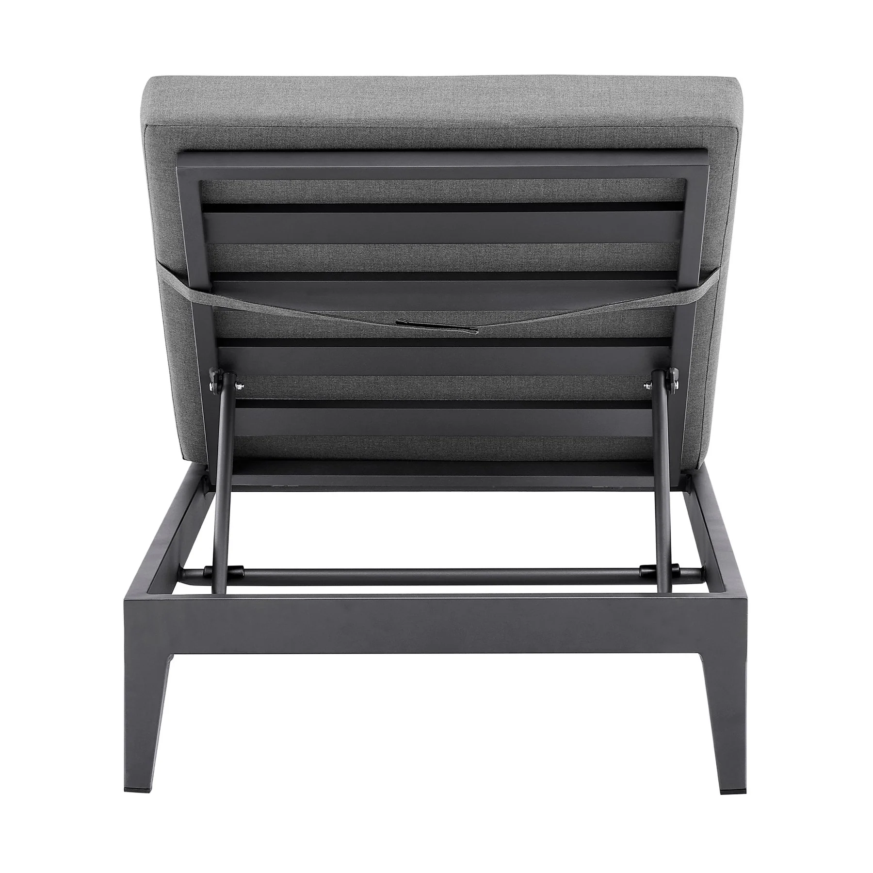 Menorca Outdoor Patio Adjustable Chaise Lounge Chair in Aluminum with Gray Cushions - Image 5