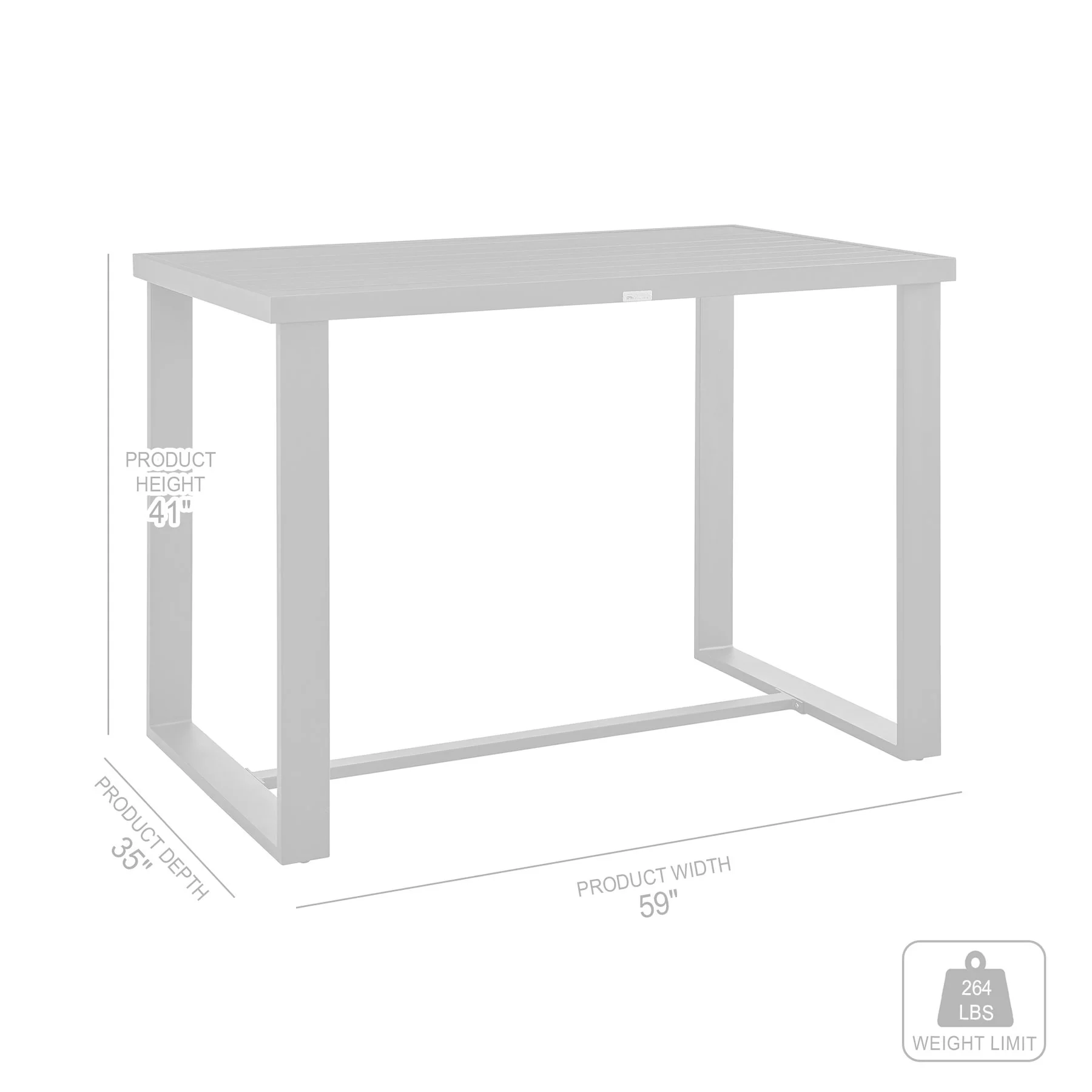 Menorca Outdoor Patio Bar Height Dining Table in Aluminum - Image 5