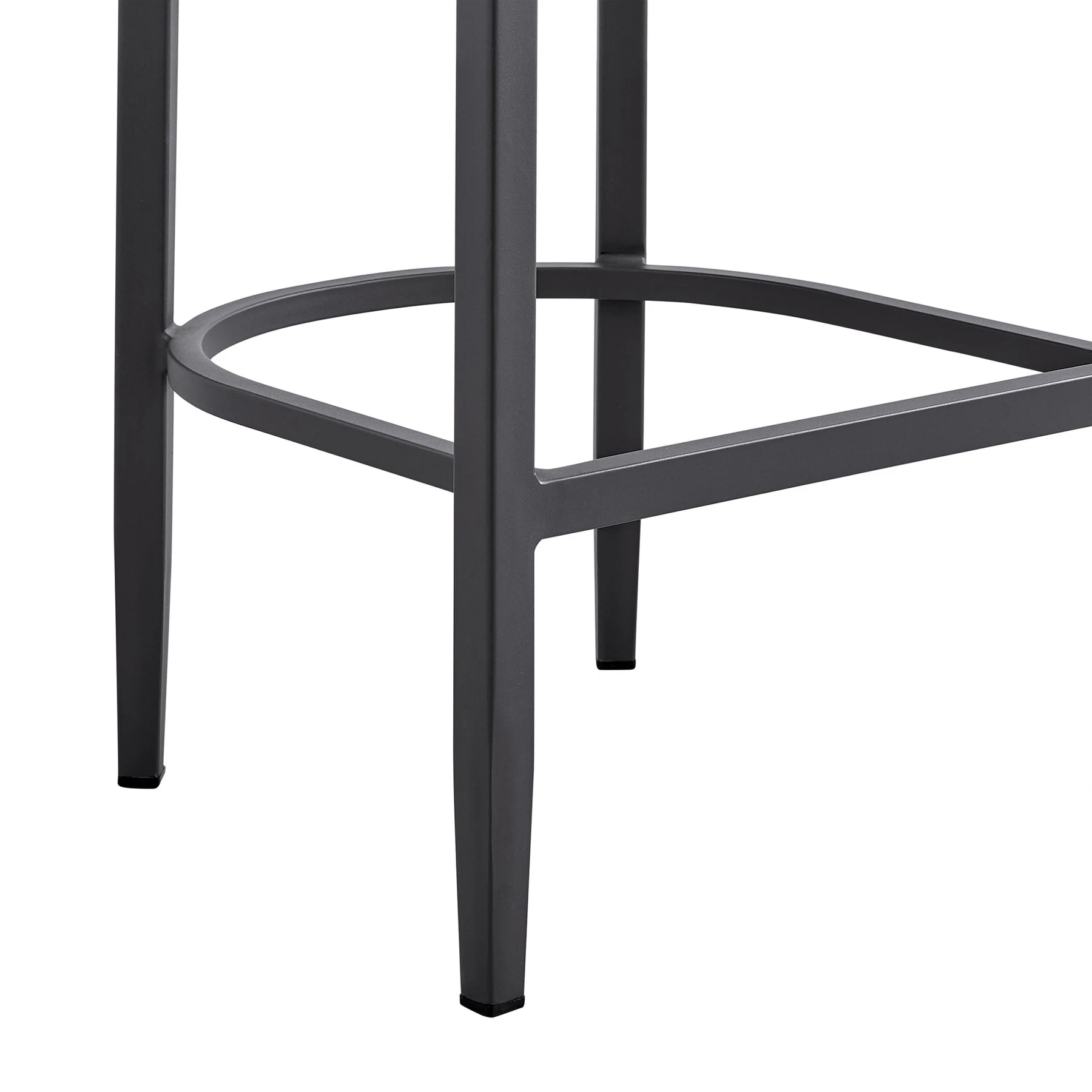 Menorca Outdoor Patio Counter Height Bar Stool in Aluminum with Gray Cushions - Image 7