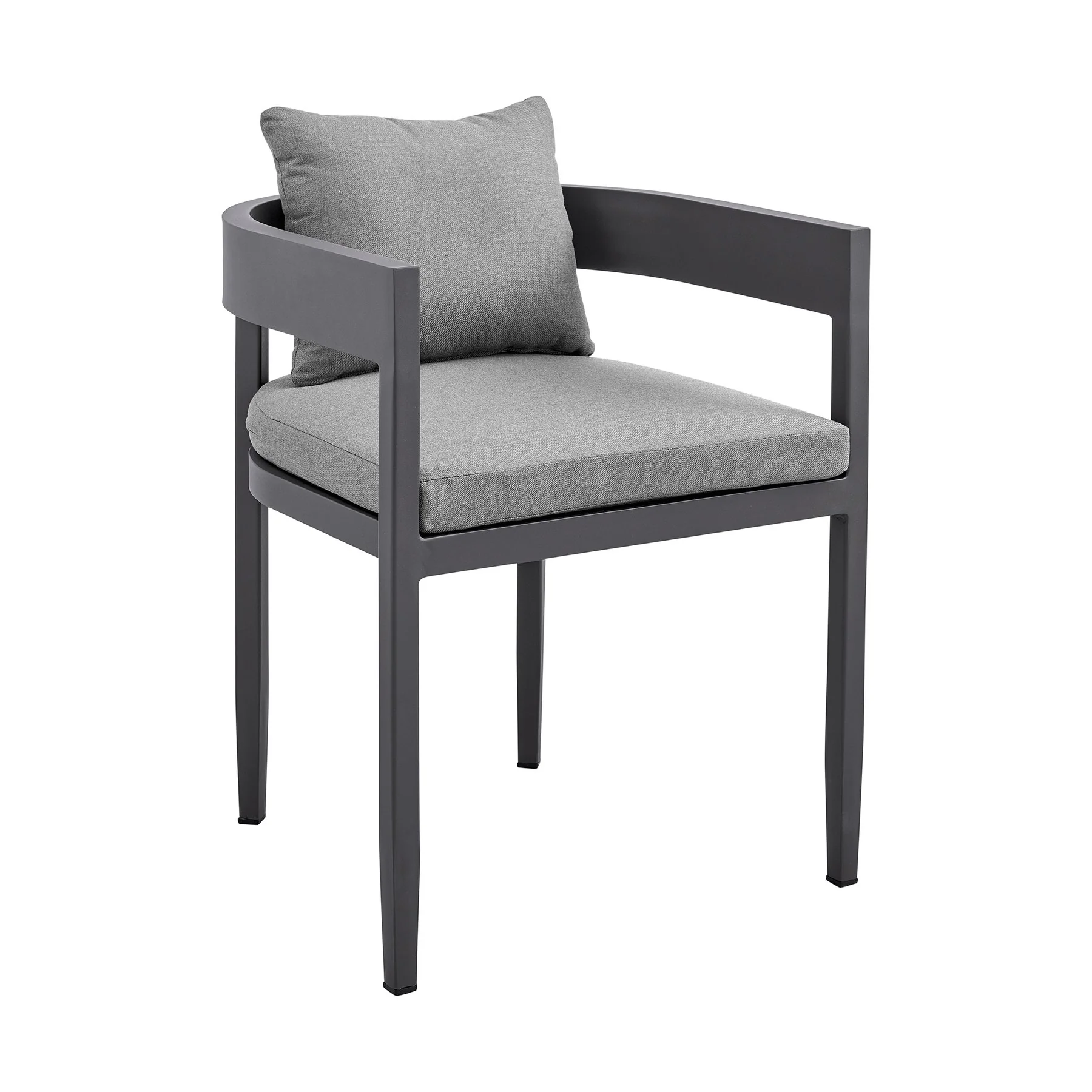 Menorca Outdoor Patio Dining Chairs in Aluminum with Gray Cushions - Set of 2 - Image 2