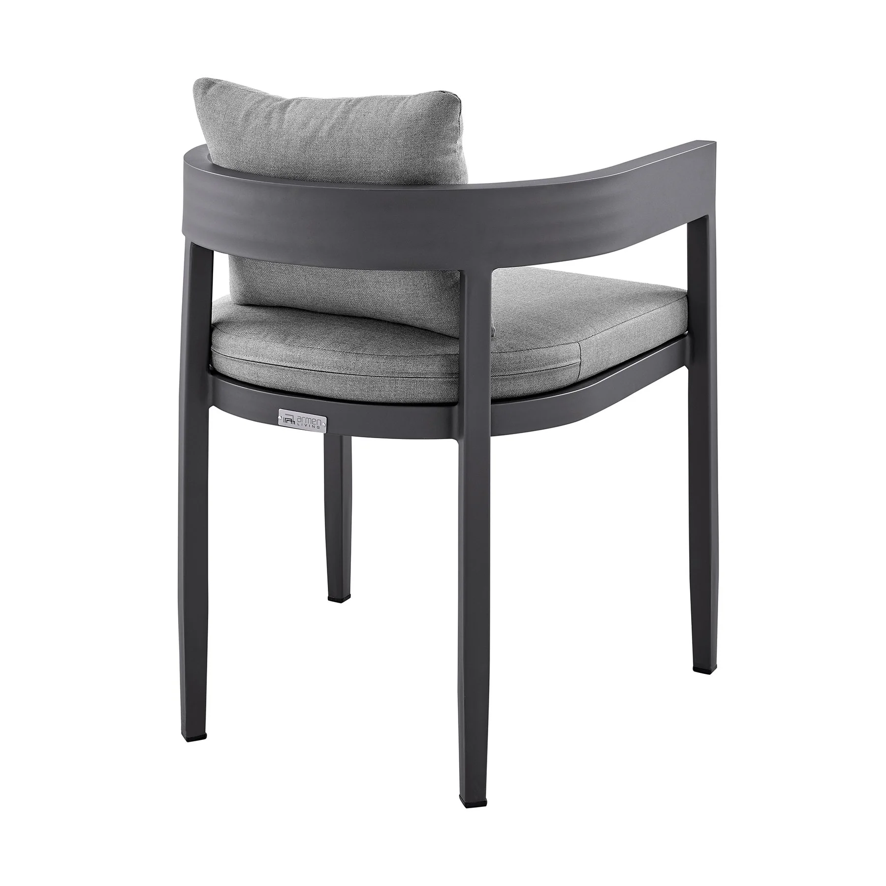 Menorca Outdoor Patio Dining Chairs in Aluminum with Gray Cushions - Set of 2 - Image 5