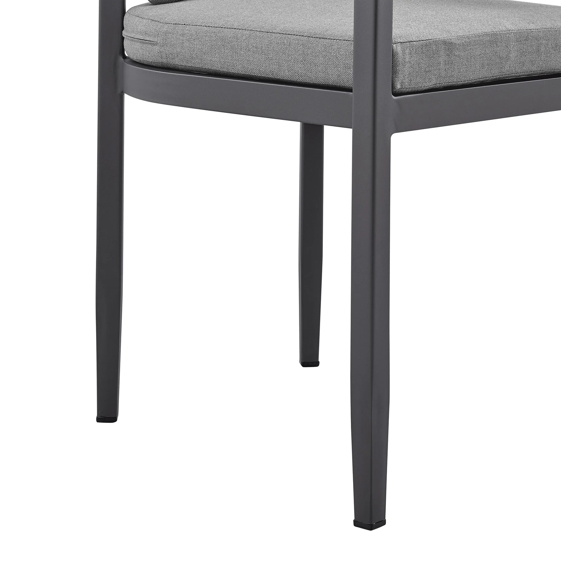 Menorca Outdoor Patio Dining Chairs in Aluminum with Gray Cushions - Set of 2 - Image 8