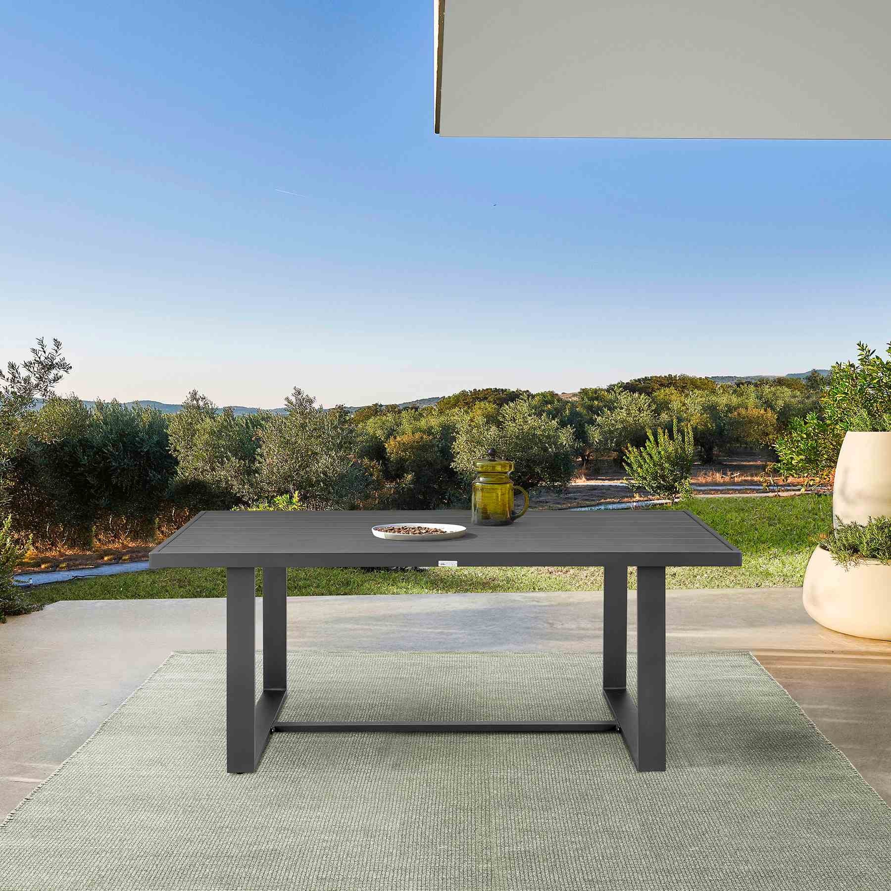 Menorca Outdoor Patio Dining Table in Aluminum - Image 6
