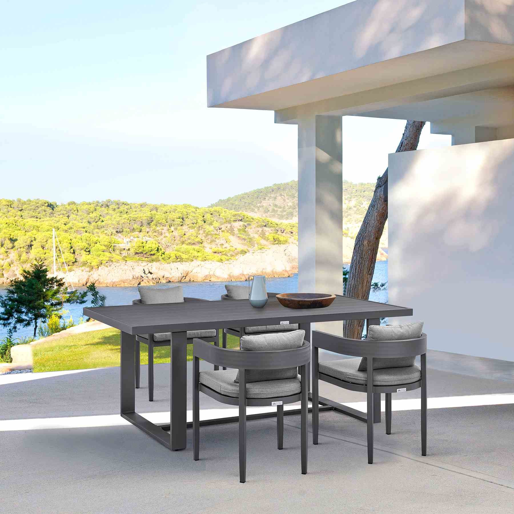 Menorca Outdoor Patio Dining Table in Aluminum - Image 7