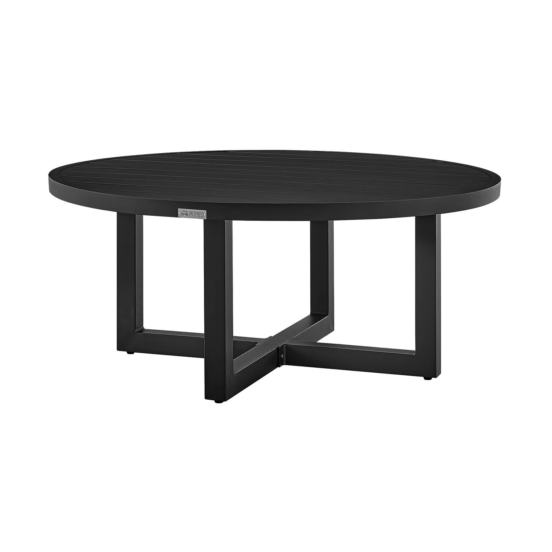 Menorca Outdoor Patio Round Coffee Table in Black Aluminum - Image 2