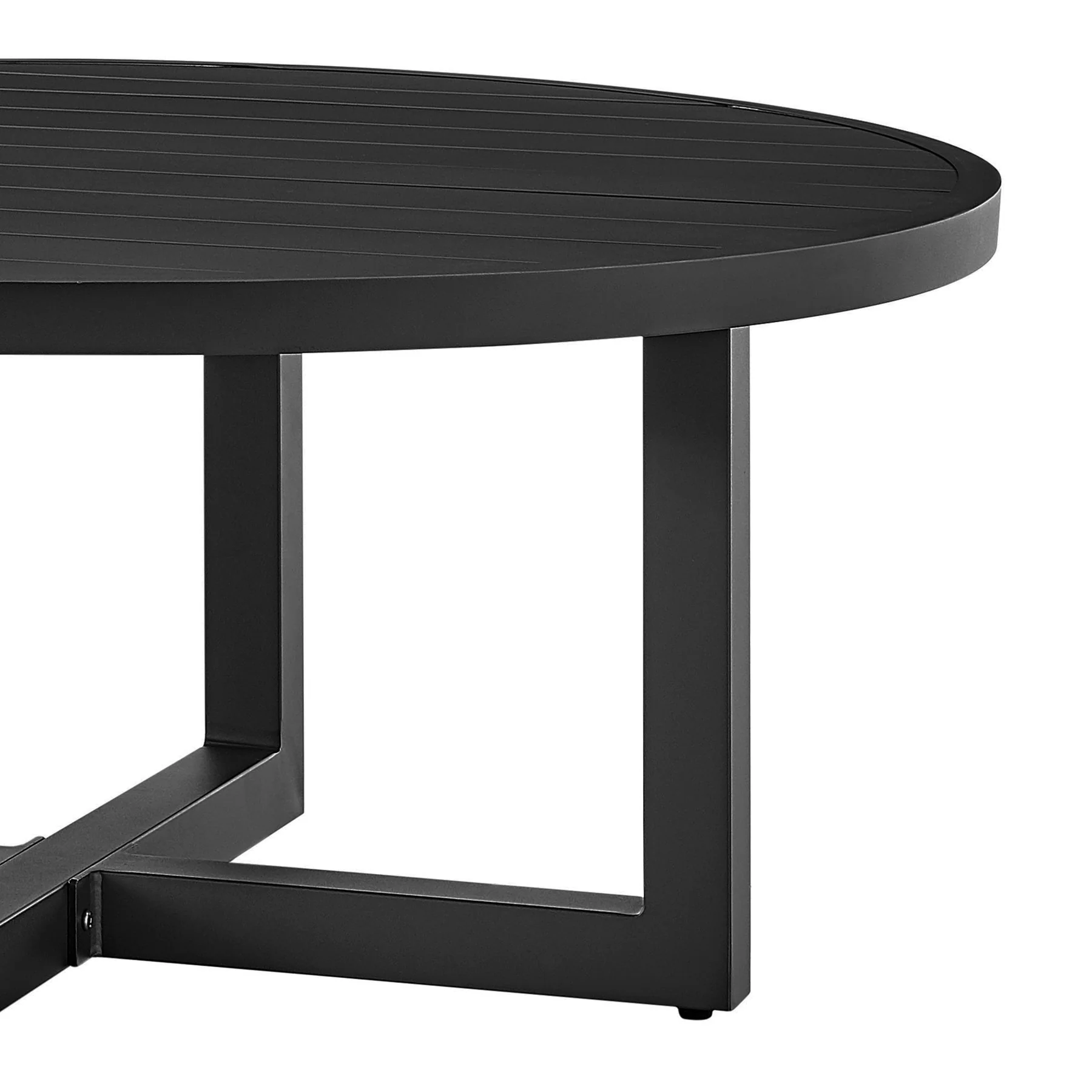 Menorca Outdoor Patio Round Coffee Table in Black Aluminum - Image 3