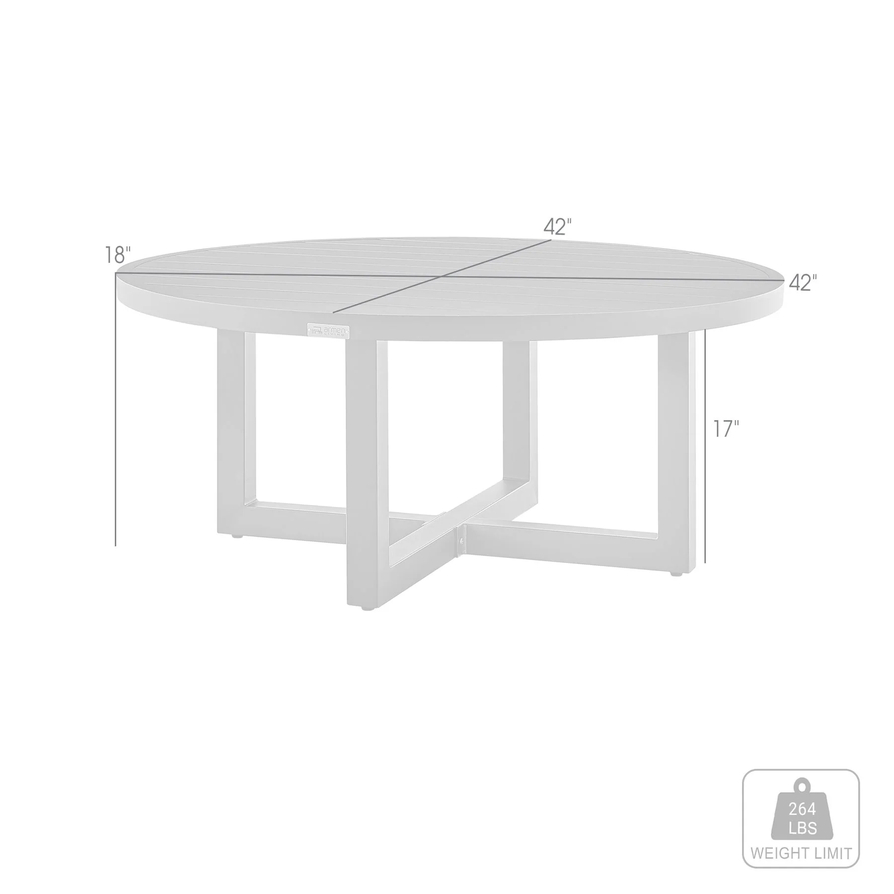 Menorca Outdoor Patio Round Coffee Table in Black Aluminum - Image 6