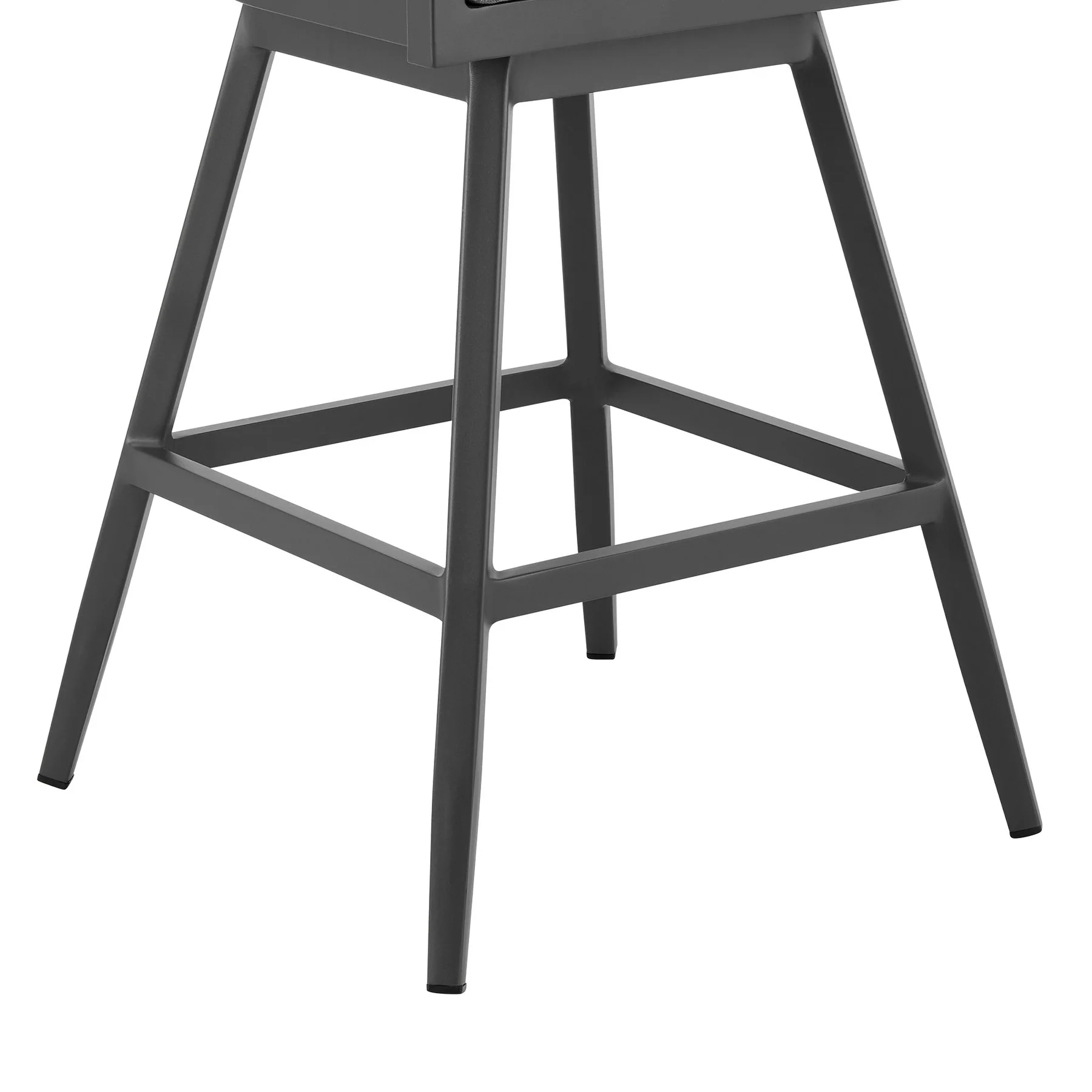 Menorca Outdoor Patio Swivel Counter Stool in Aluminum with Gray Cushions - Image 8