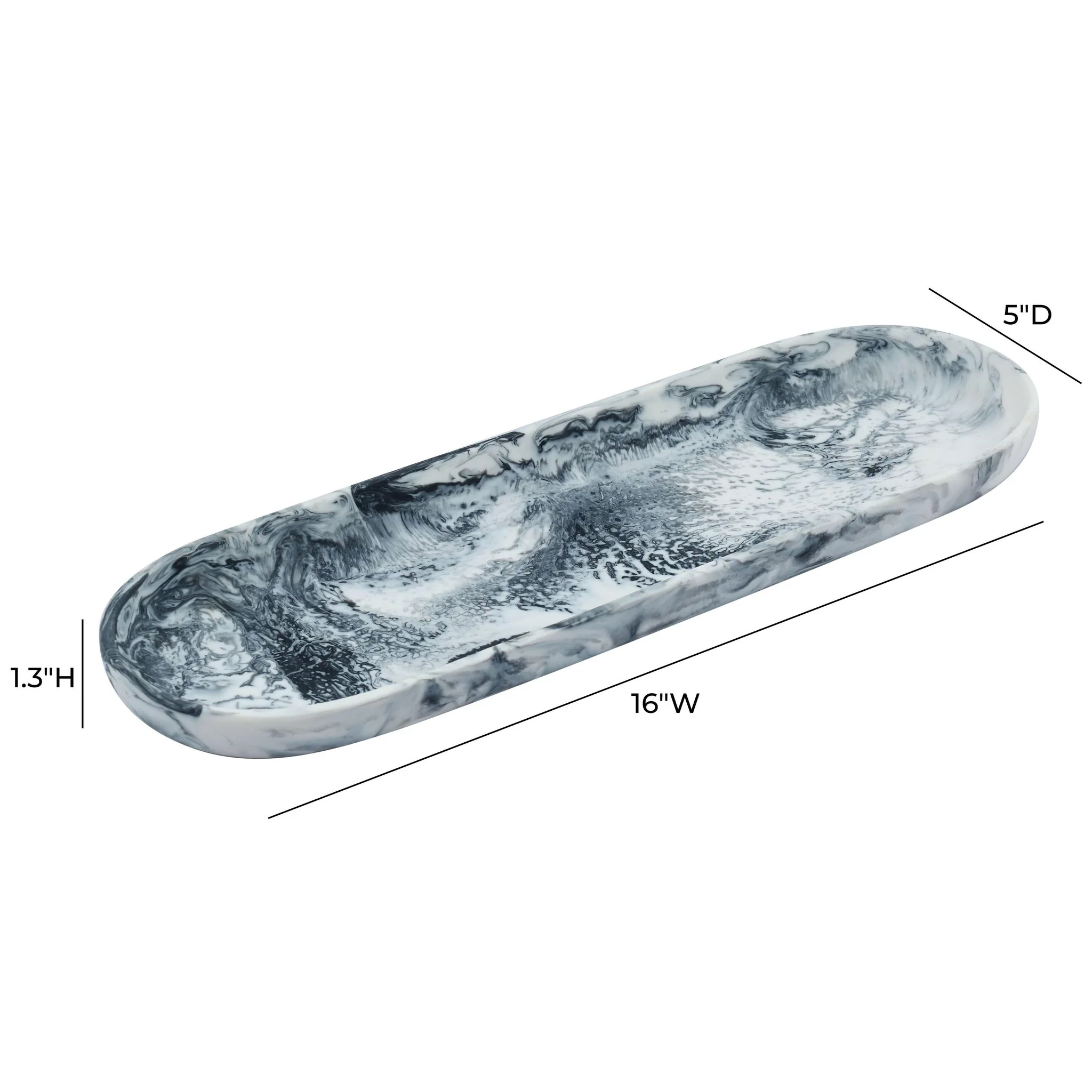 Mera Black & White Long Resin Serving Platter - Image 4